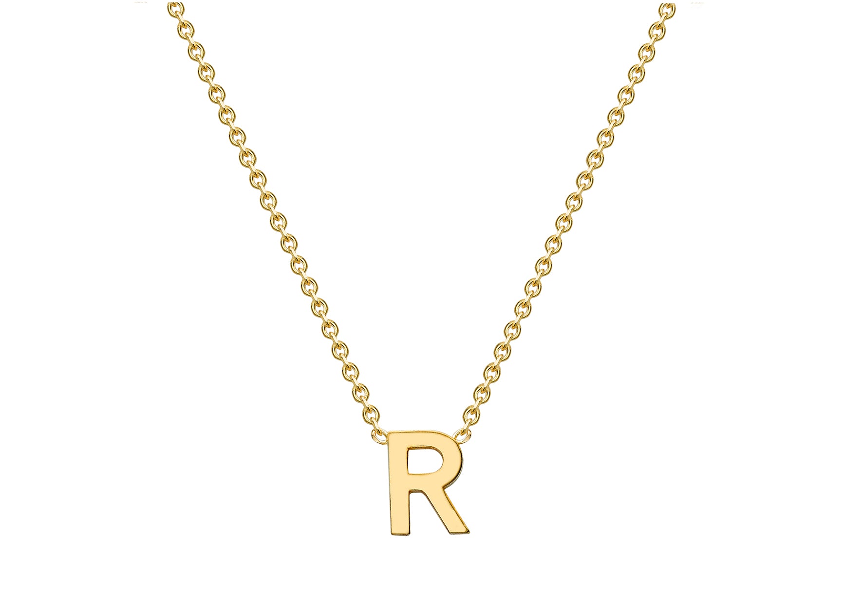 9ct Yellow Gold R Initial Necklace