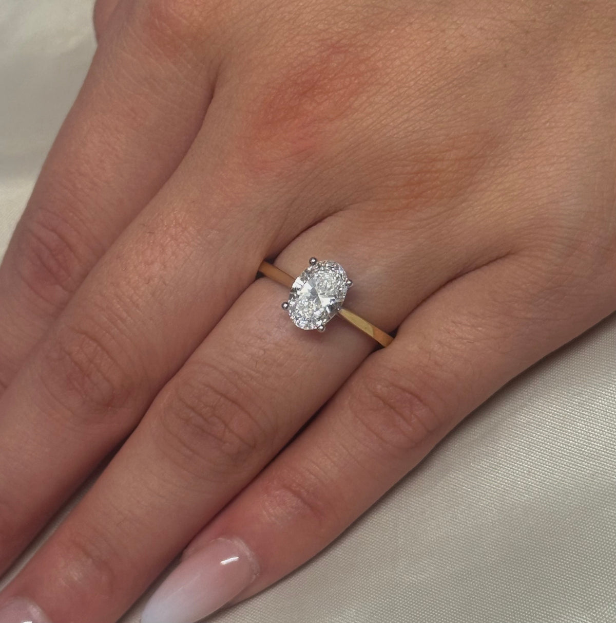 18K Yellow Gold Laboratory Grown 1.46ct Oval Solitaire Ring