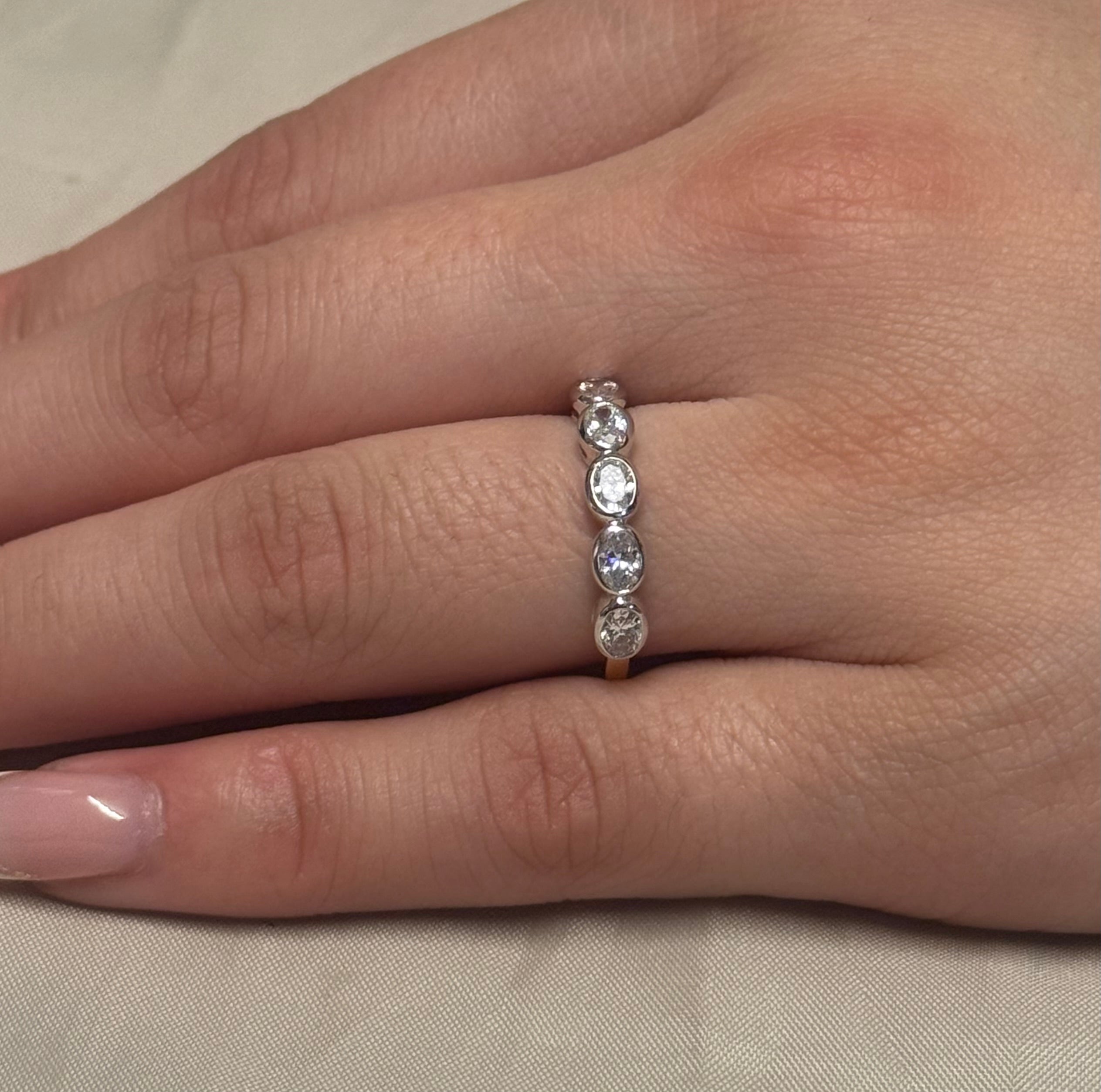 18k Yellow Gold Five Stone Oval Diamond Eternity Ring