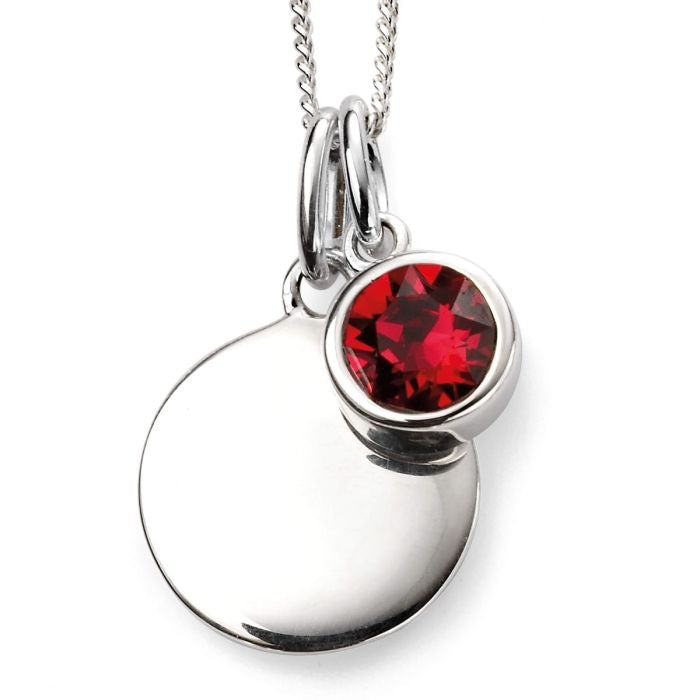 Sterling Silver July Birthstone Disc Pendant