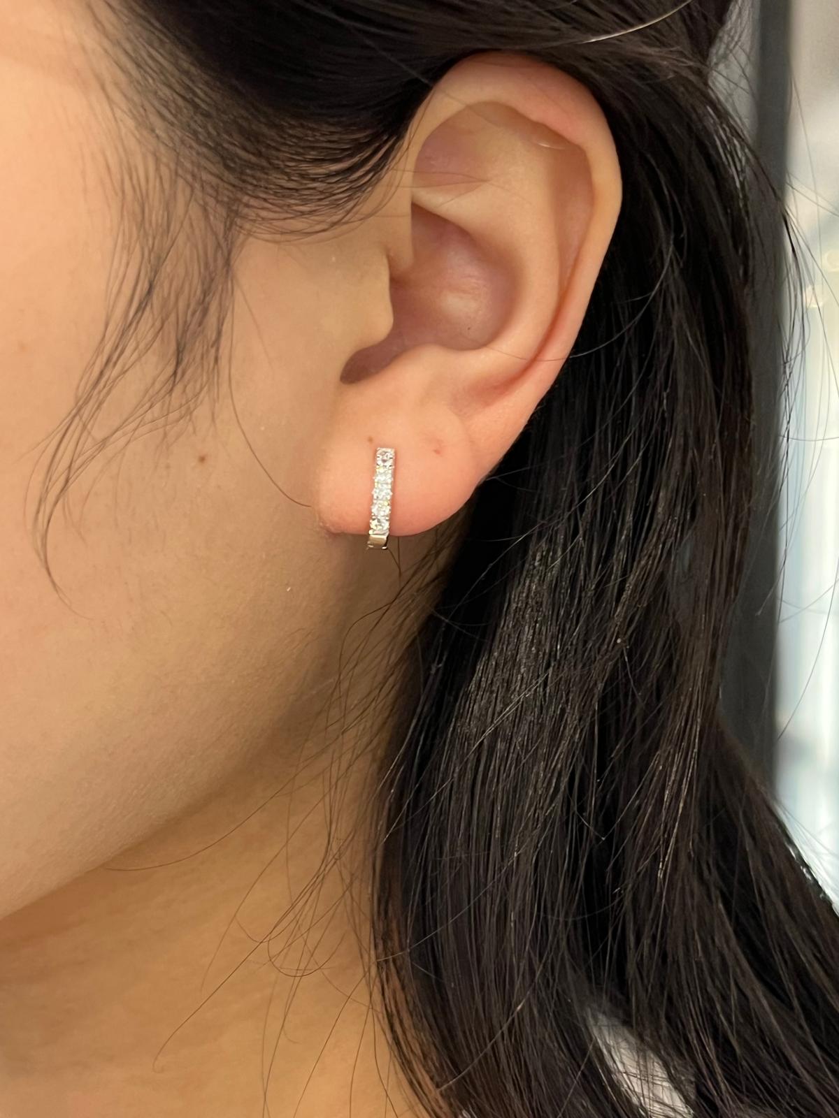 Gold Plated Sterling Silver Cz Hoop Earrings