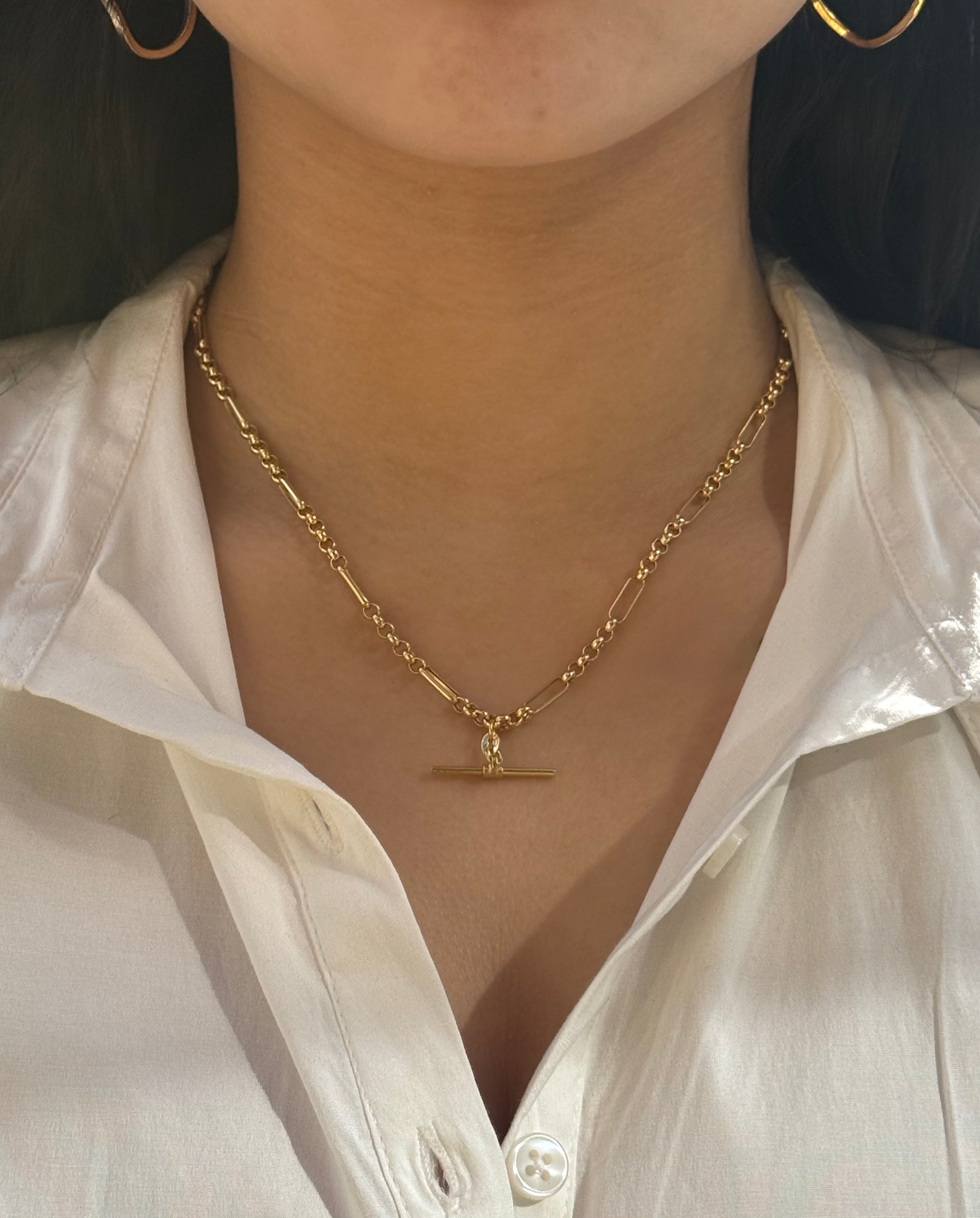 9ct Yellow Gold Figaro Belcher Tbar
