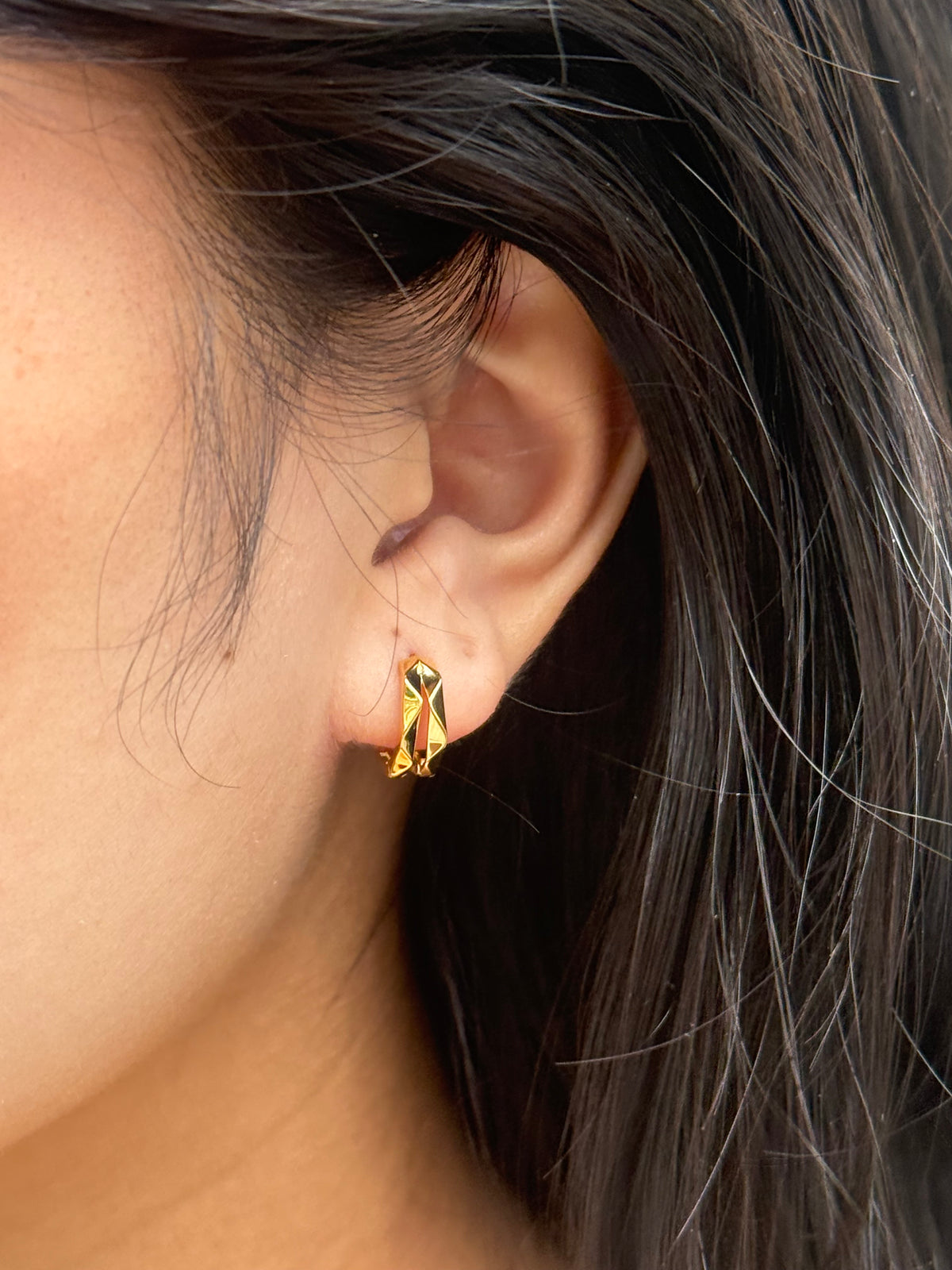 Gold Plated Sterling Silver Diamond Cut Double Hoop Earrings