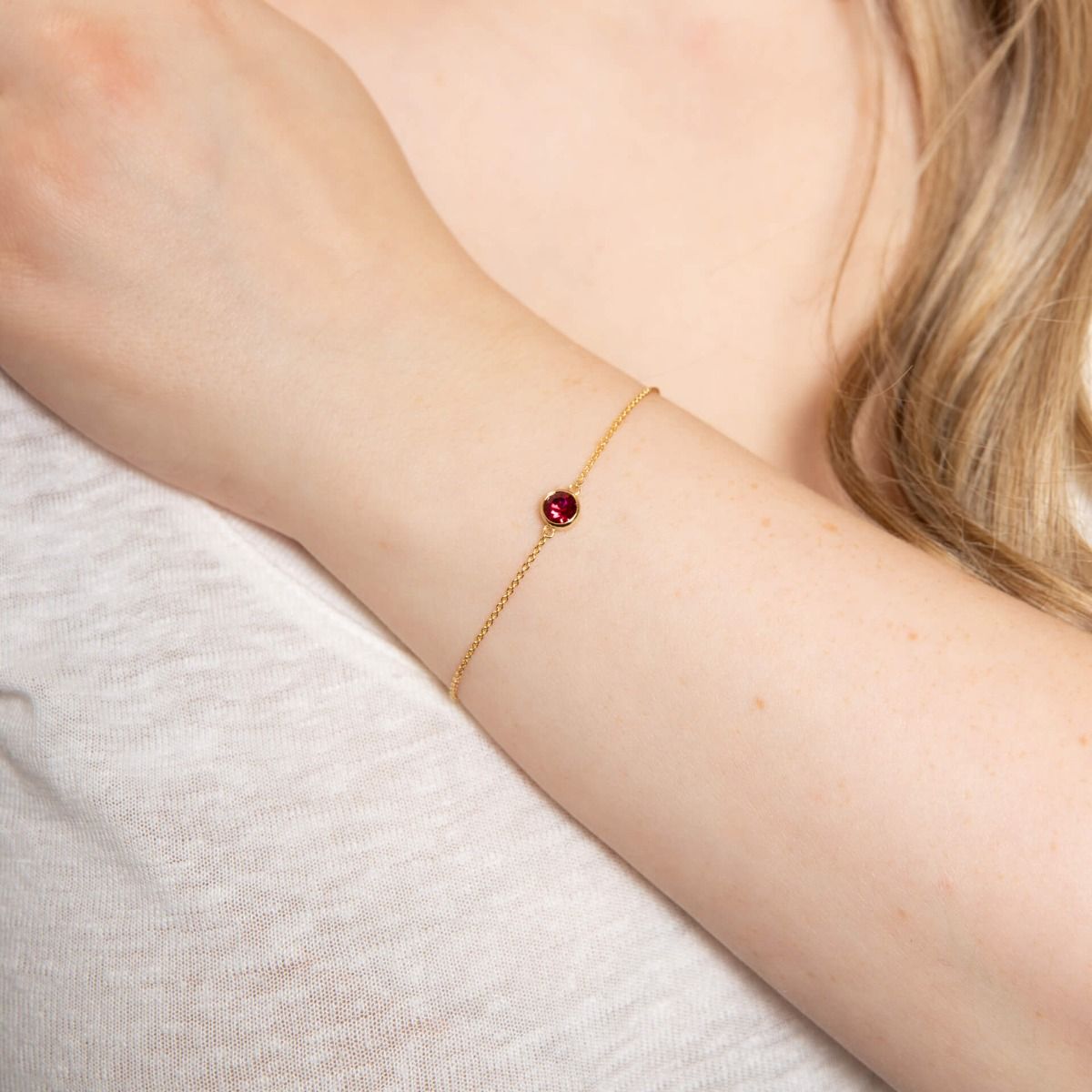 Yellow Gold Plated Sterling Silver July Birthstone Bracelet