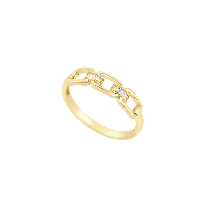 9K Yellow Gold CZ Link Ring