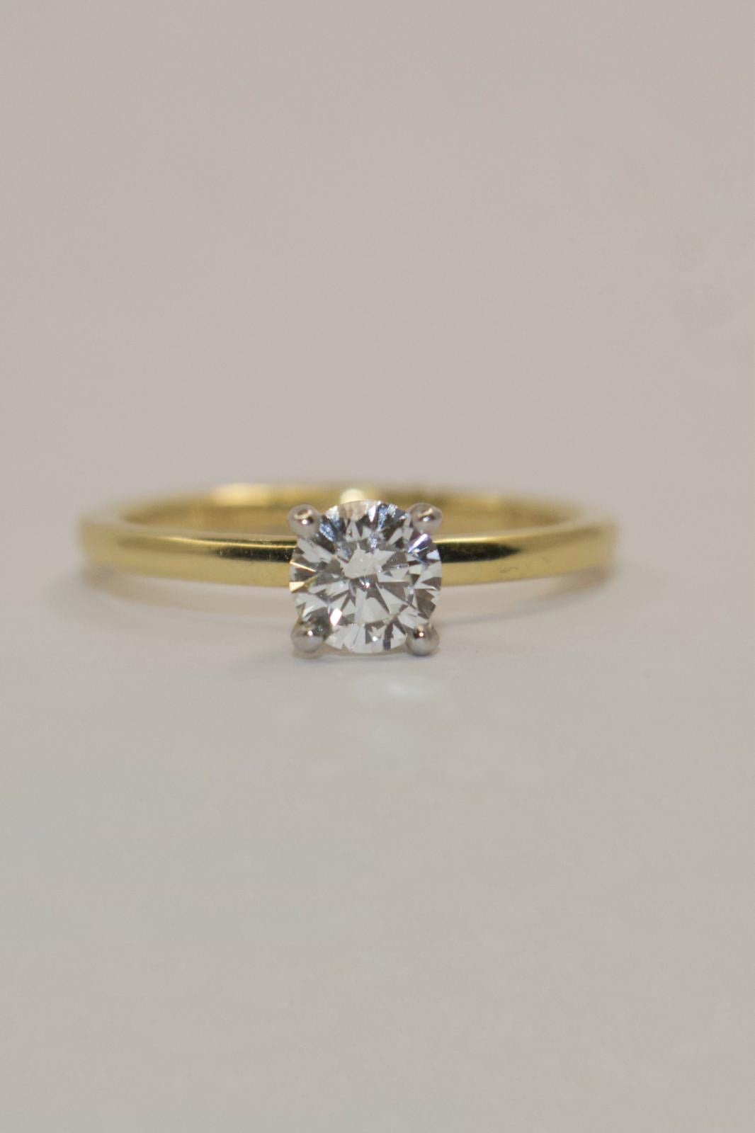 18K Yellow Gold Brilliant Cut Diamond Solitaire with Hidden Halo