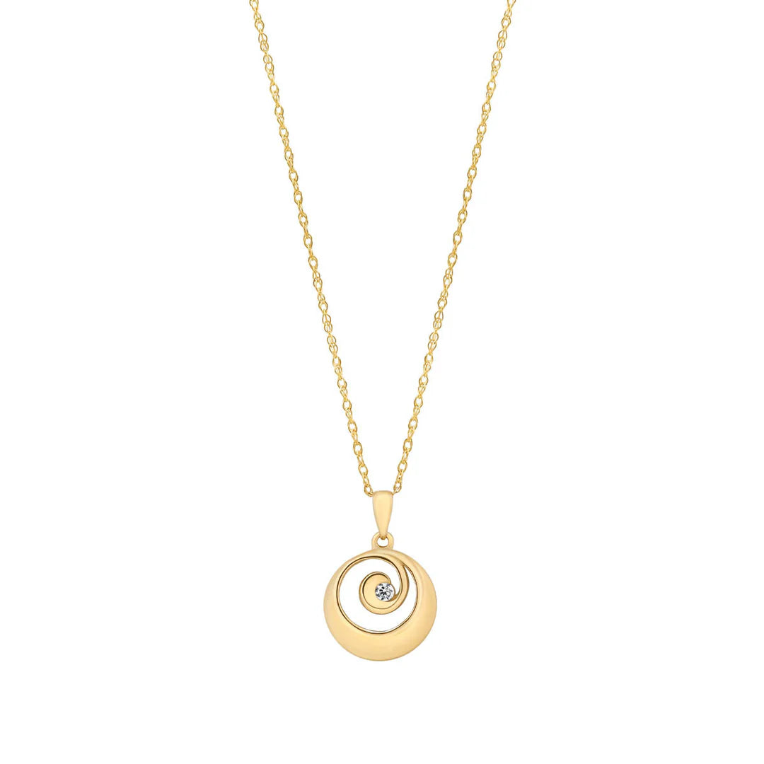9ct Yellow Gold Swirl CZ Pendant
