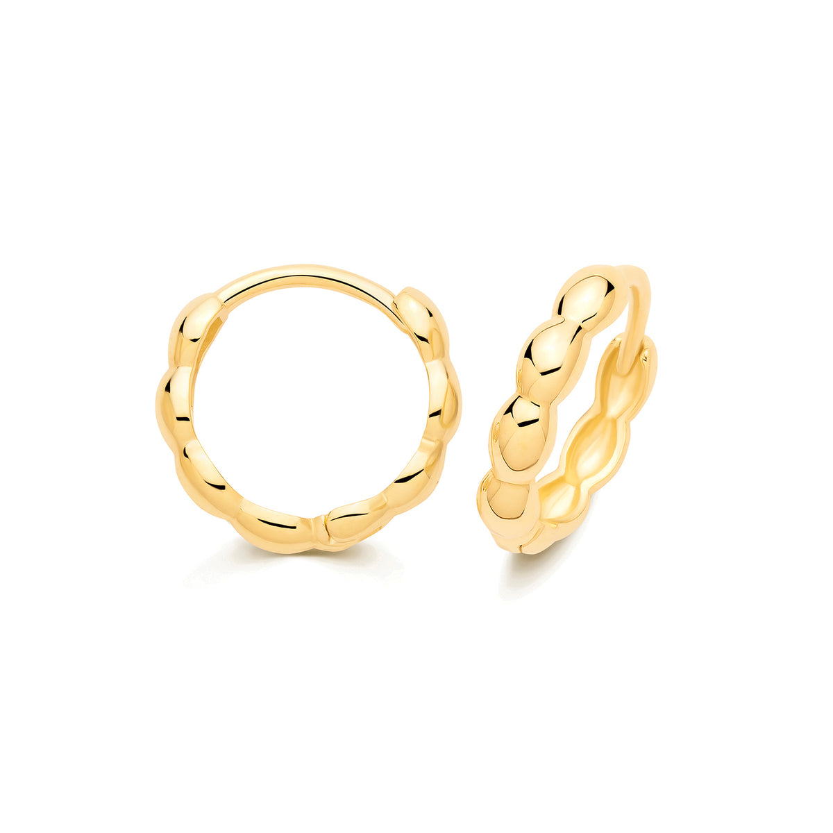 9ct Yellow Gold Beaded Hoop Earrings