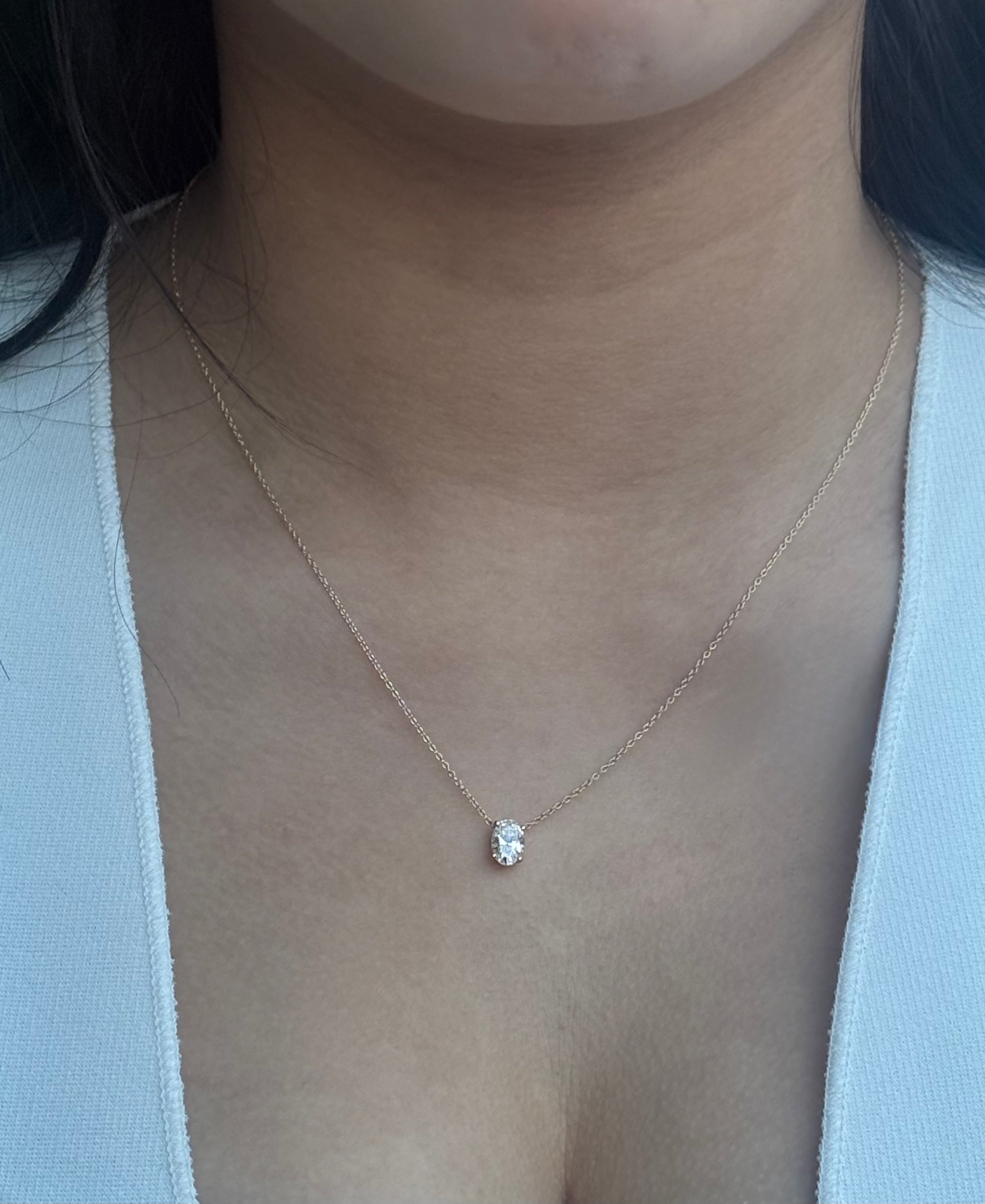 9ct Yellow Gold 1ct Oval Laboratory Grown Diamond Necklace