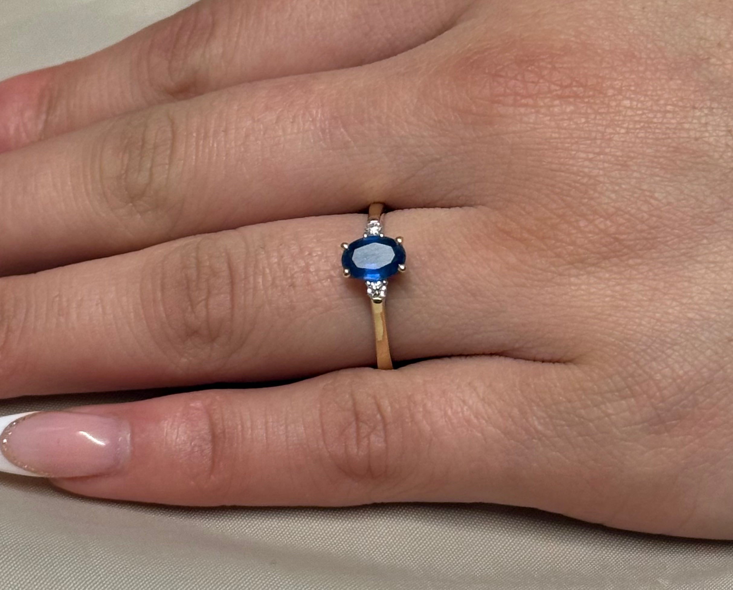 9ct Yellow Gold Sapphire and Diamond Ring