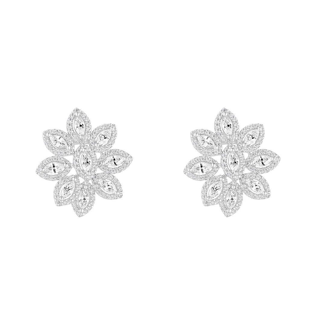 Sterling Silver Cubic Zirconia Cluster Studs