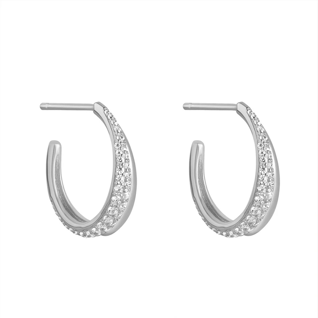 Sterling Silver Cubic Zirconia Half Hoops