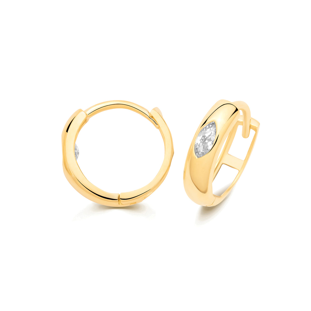 9ct Yellow Gold Marquise Hoop Earrings