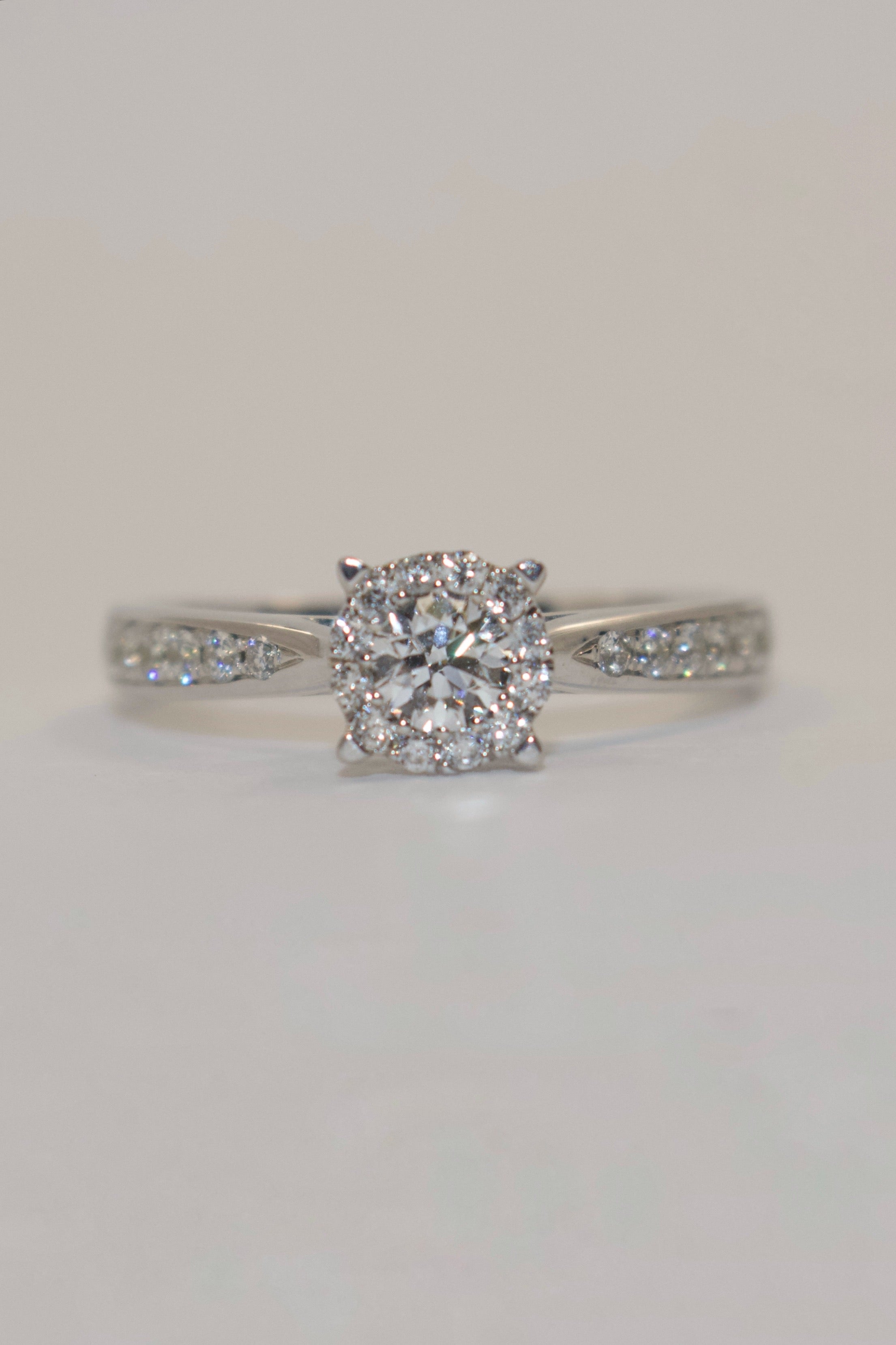 9K White Gold 50pt Illusion Solitaire With Diamond Band