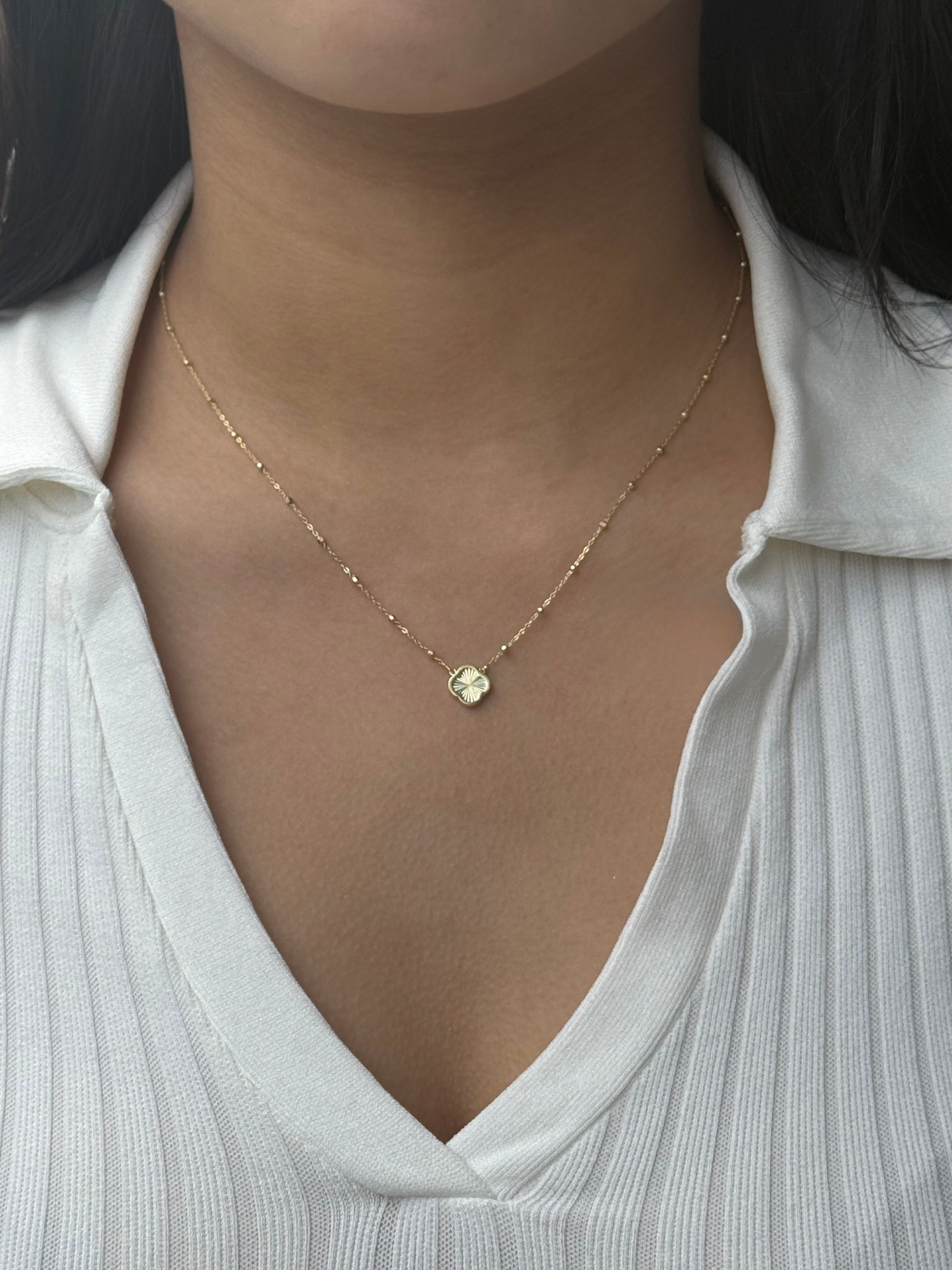 9ct Yellow Gold Rainbow Clover Ball Necklace