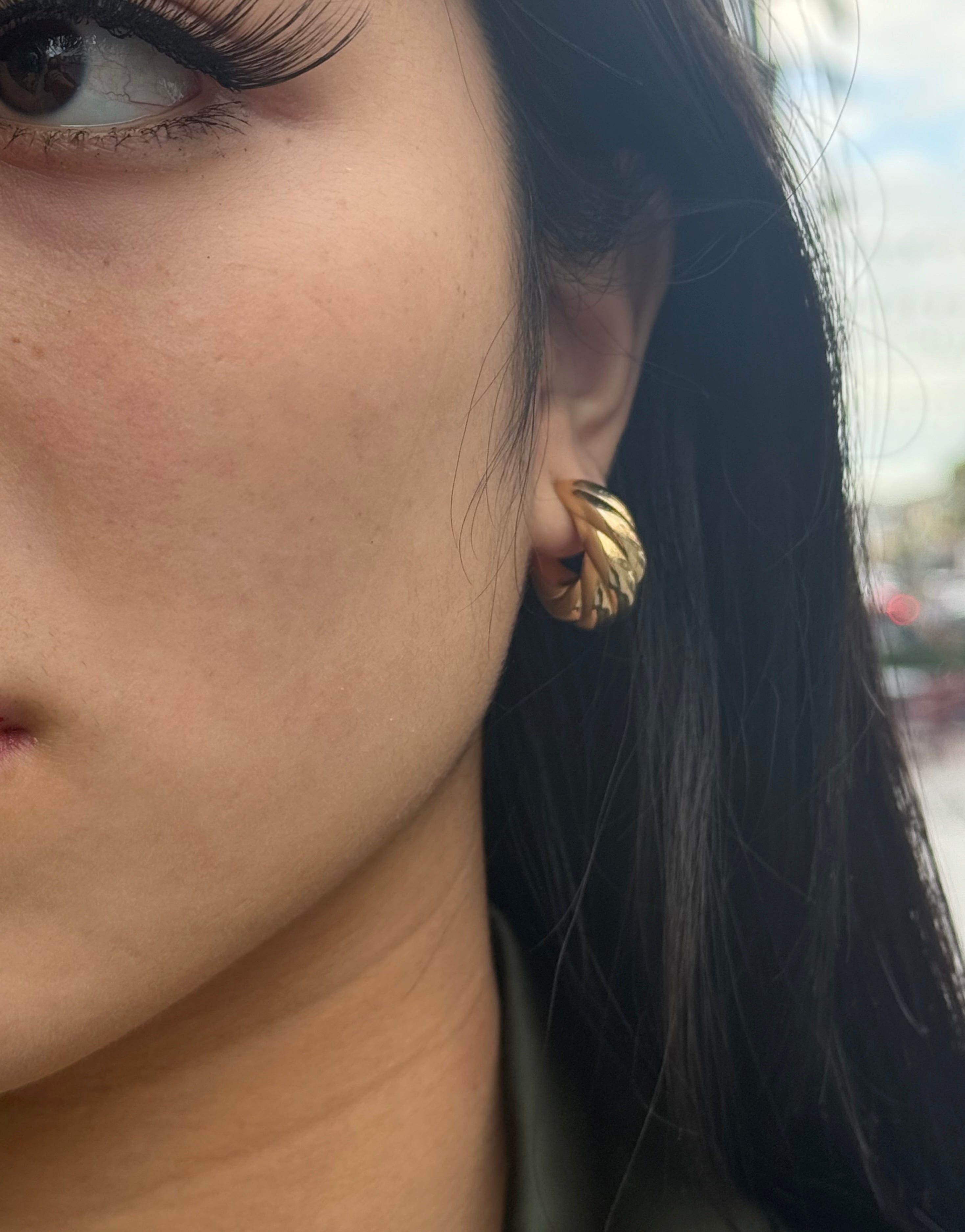 Gold Plated Sterling Silver Chunky Twist Hoop Earrings
