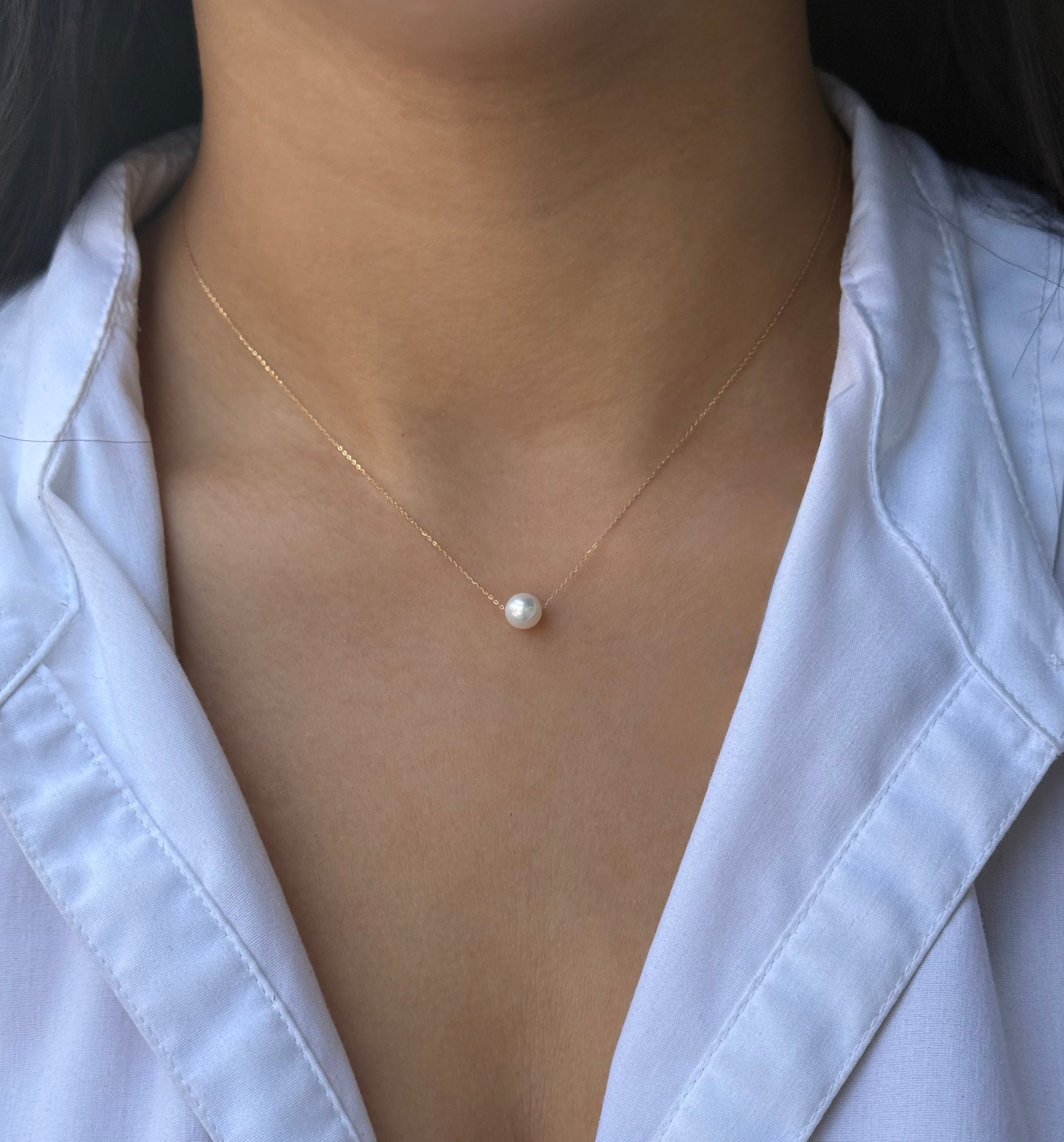 9ct Yellow Gold Single Pearl Necklace