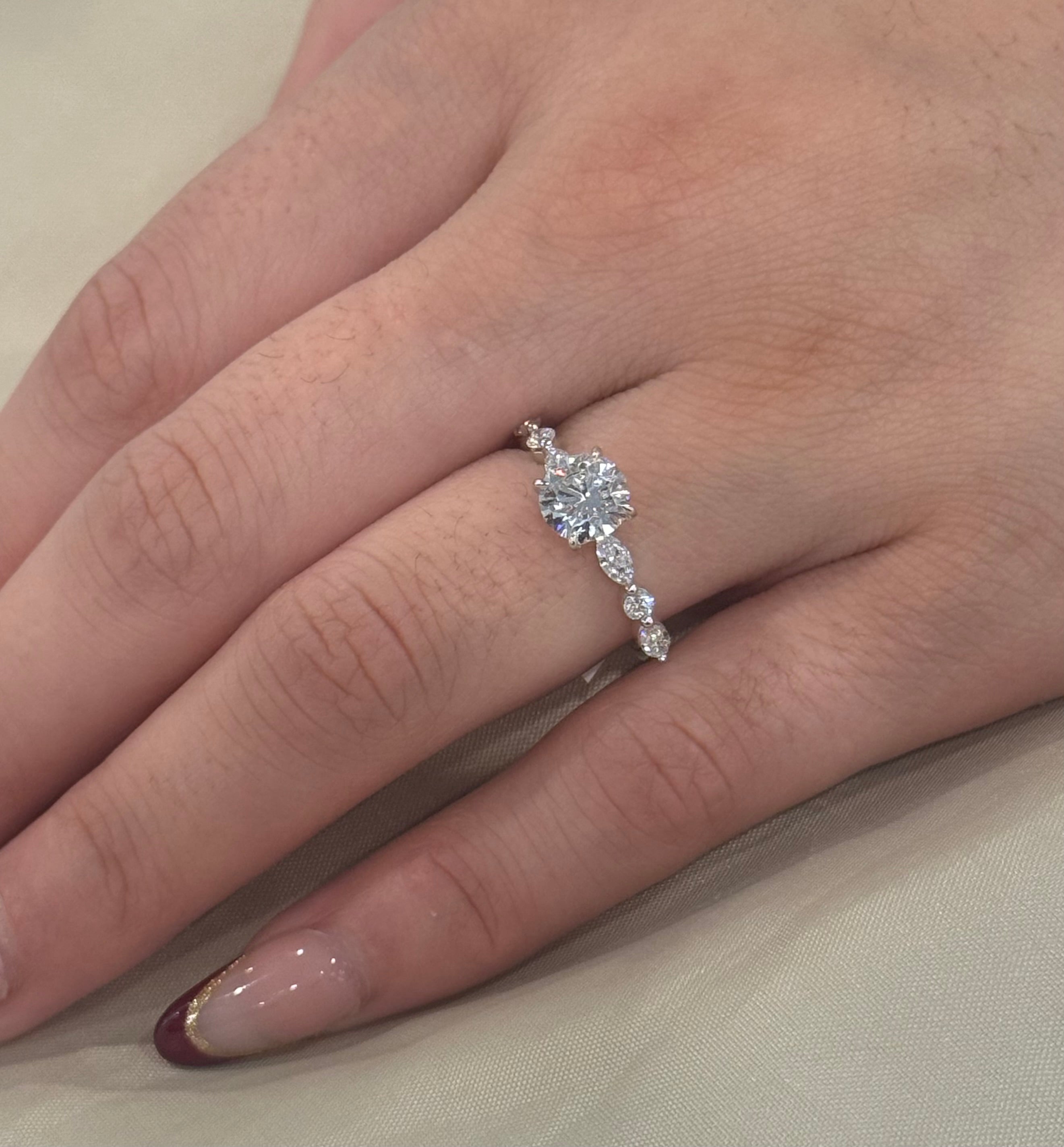 9K White Gold 1.50ct Brilliant Cut Laboratory Grown Diamond Ring with Fancy Band