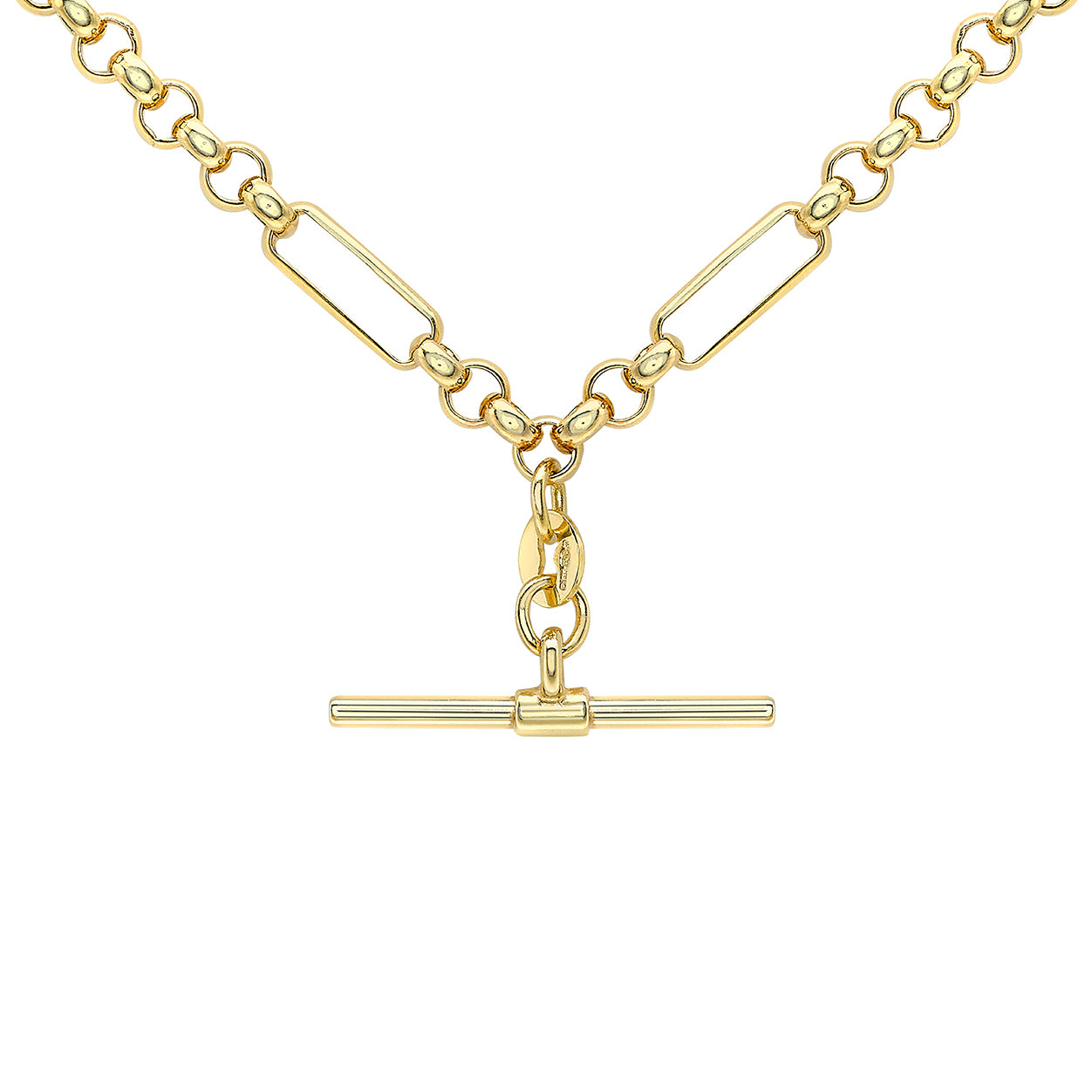 9ct Yellow Gold Figaro Belcher Tbar