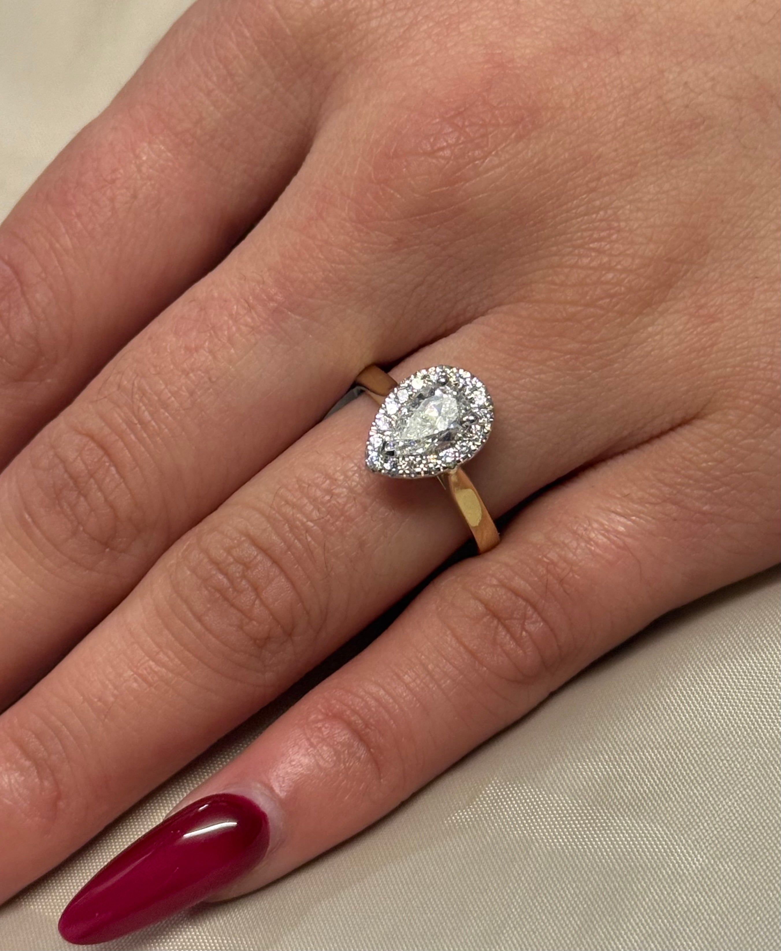 9K Yellow Gold Laboratory Grown Diamond Pear with Halo