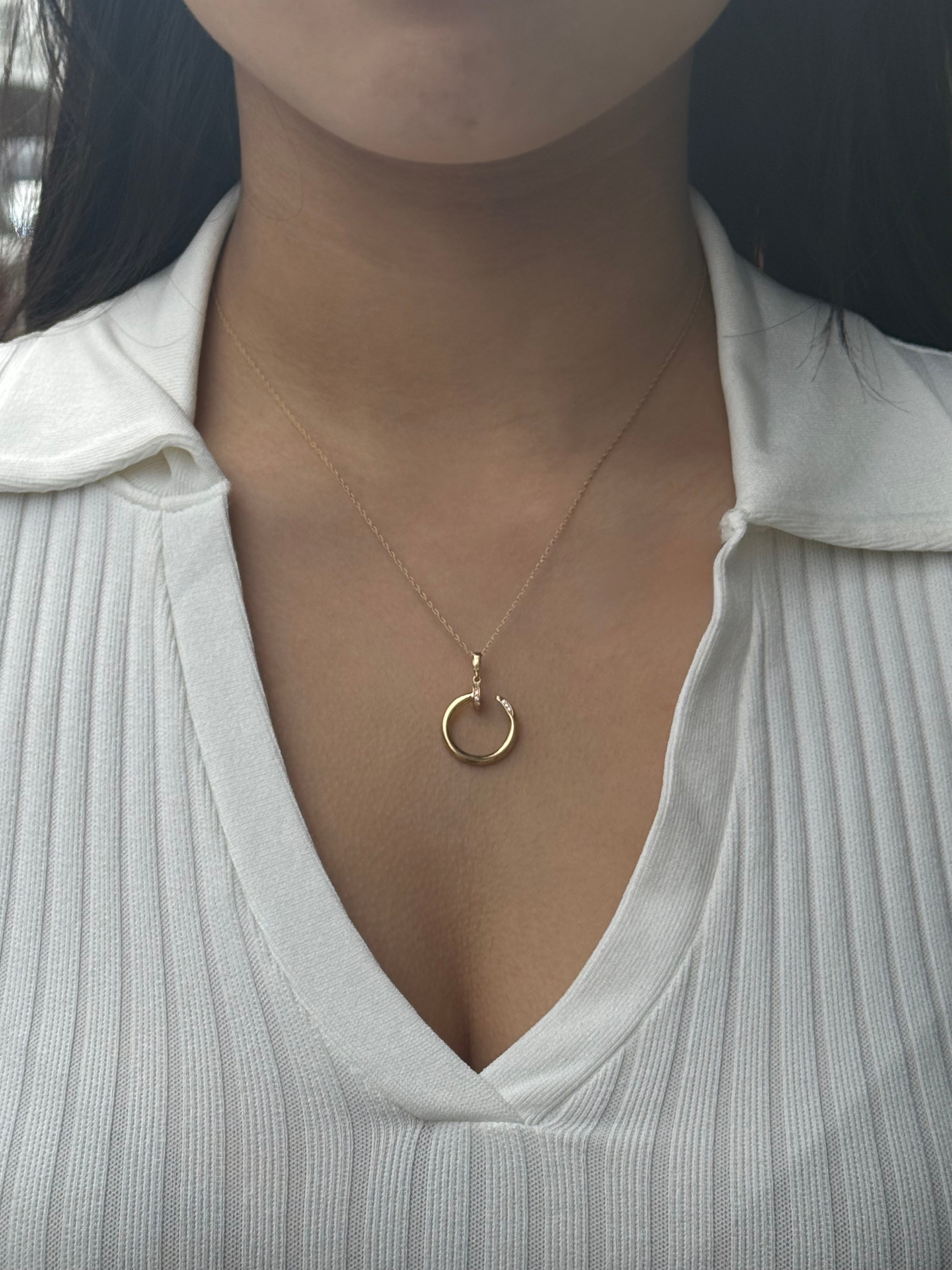9ct Yellow Gold CZ Nail Pendant