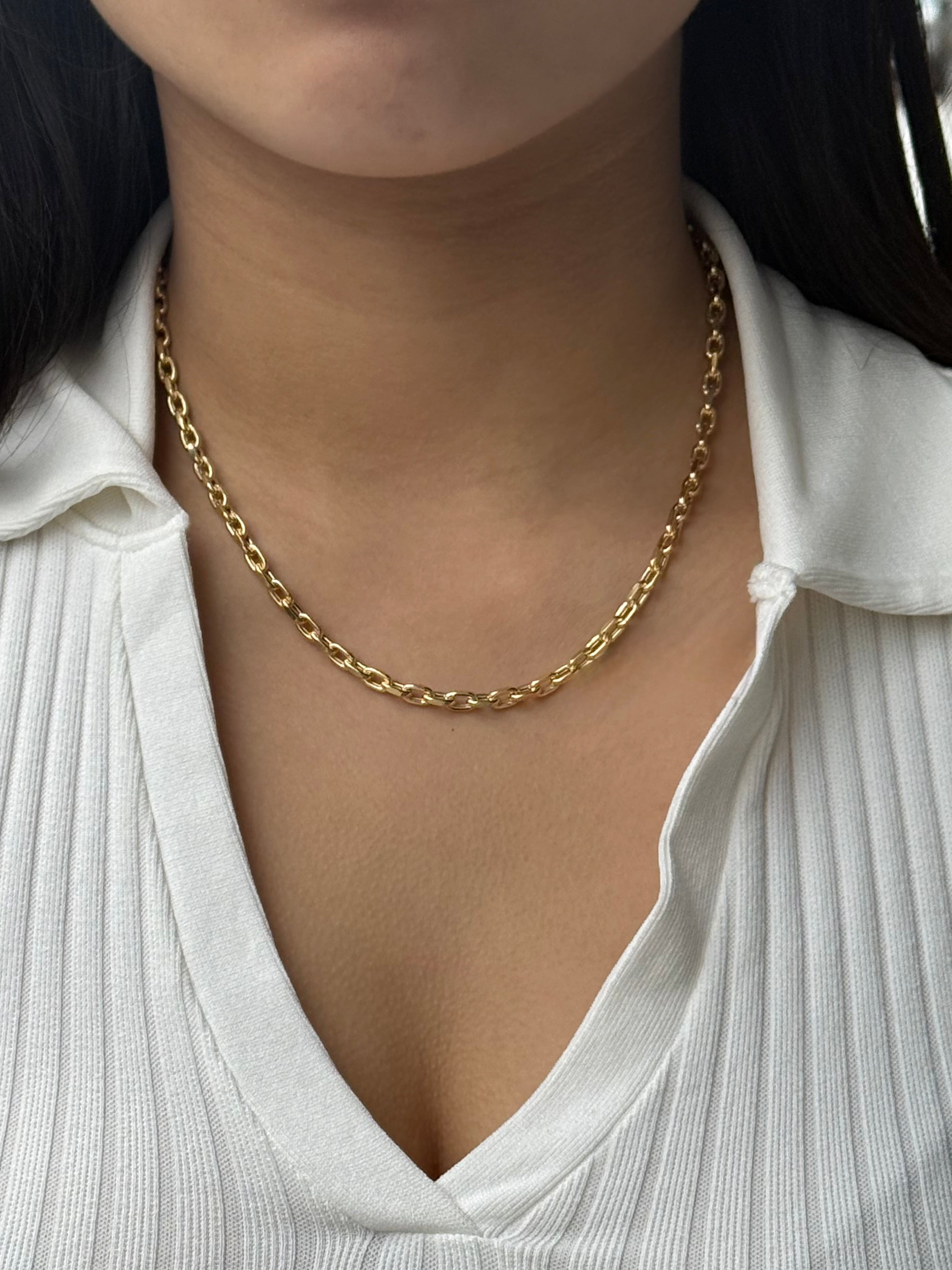 9ct Yellow Gold Oval Belcher Chunky Necklace