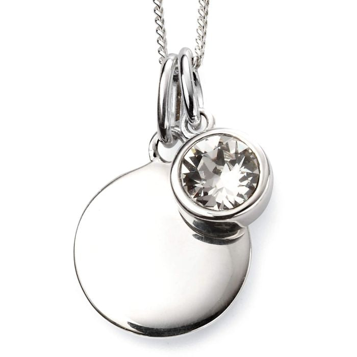 Sterling Silver April Birthstone Disc Pendant