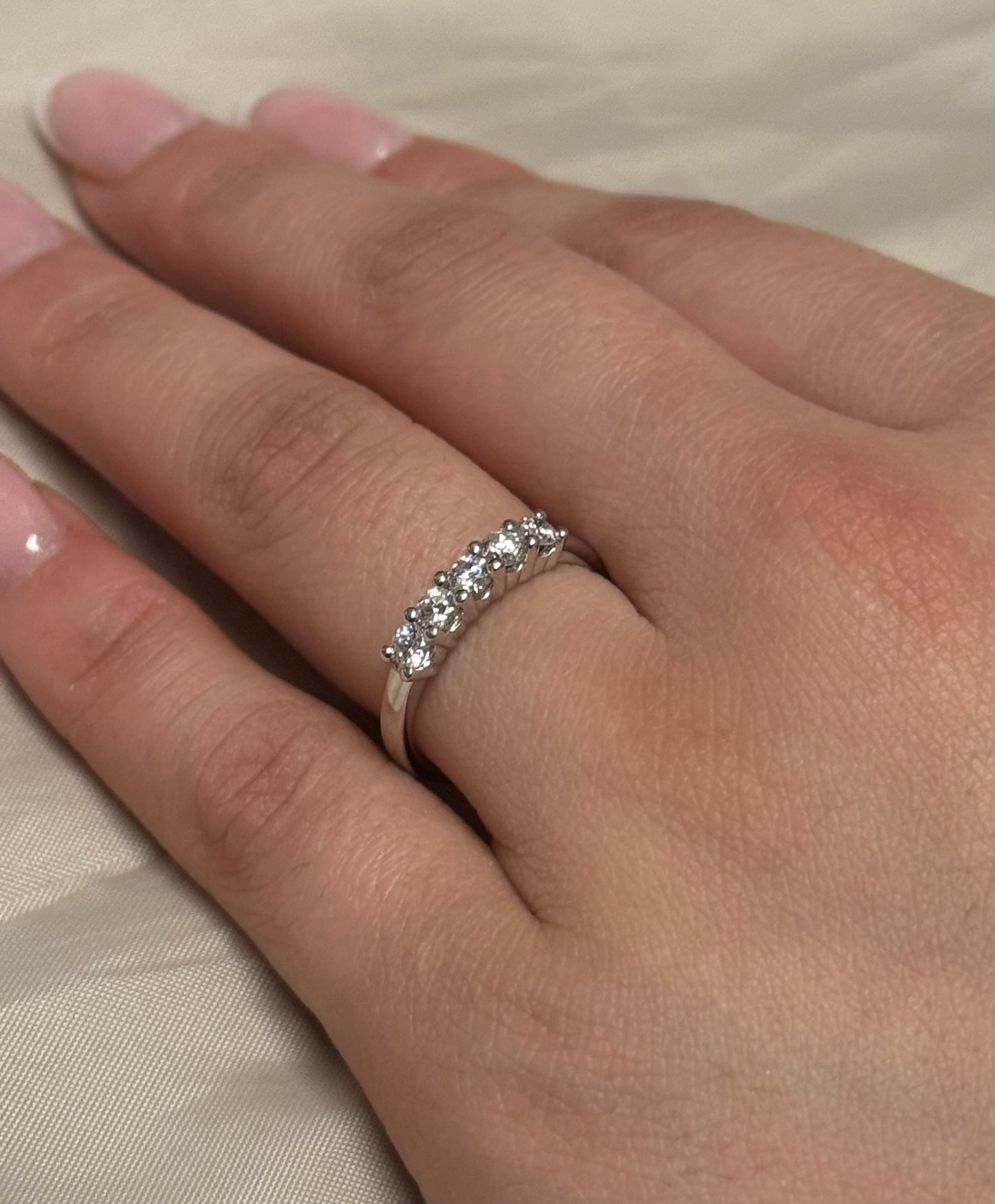 9K White Gold Five Stone Diamond Ring