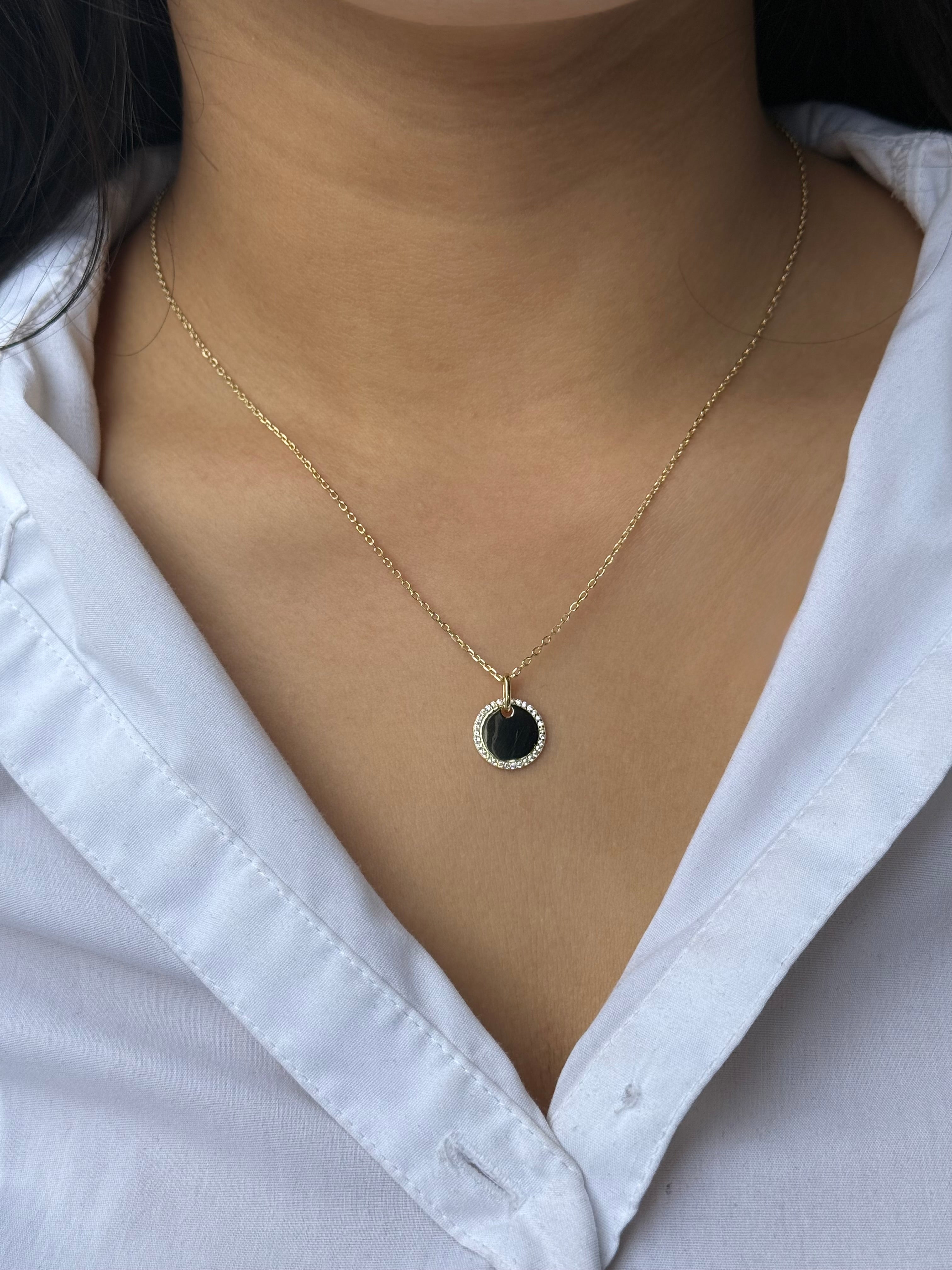 Sterling Silver Gold Plated Cz Disc Pendant