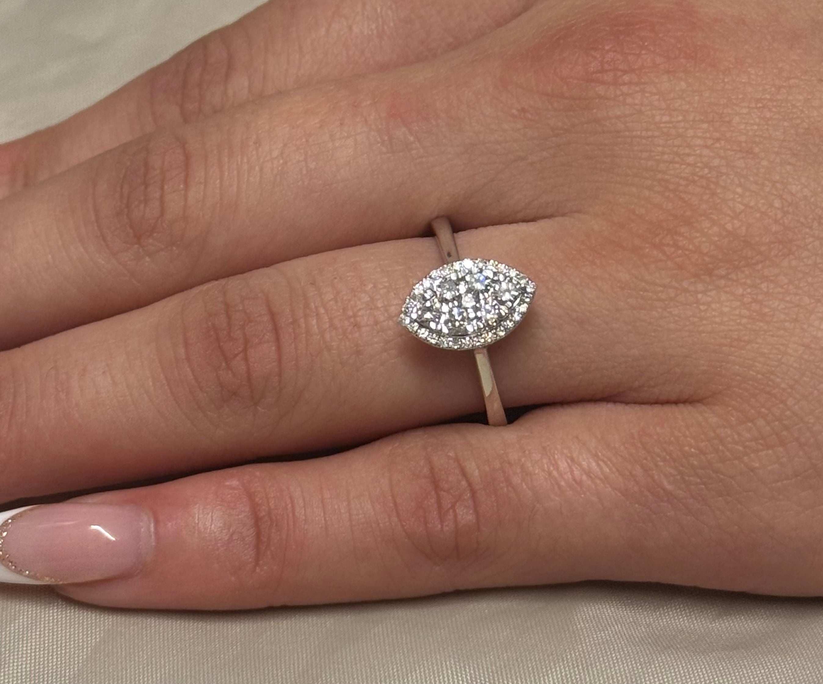 9K White Gold 50pt Illusion Marquise Diamond Ring