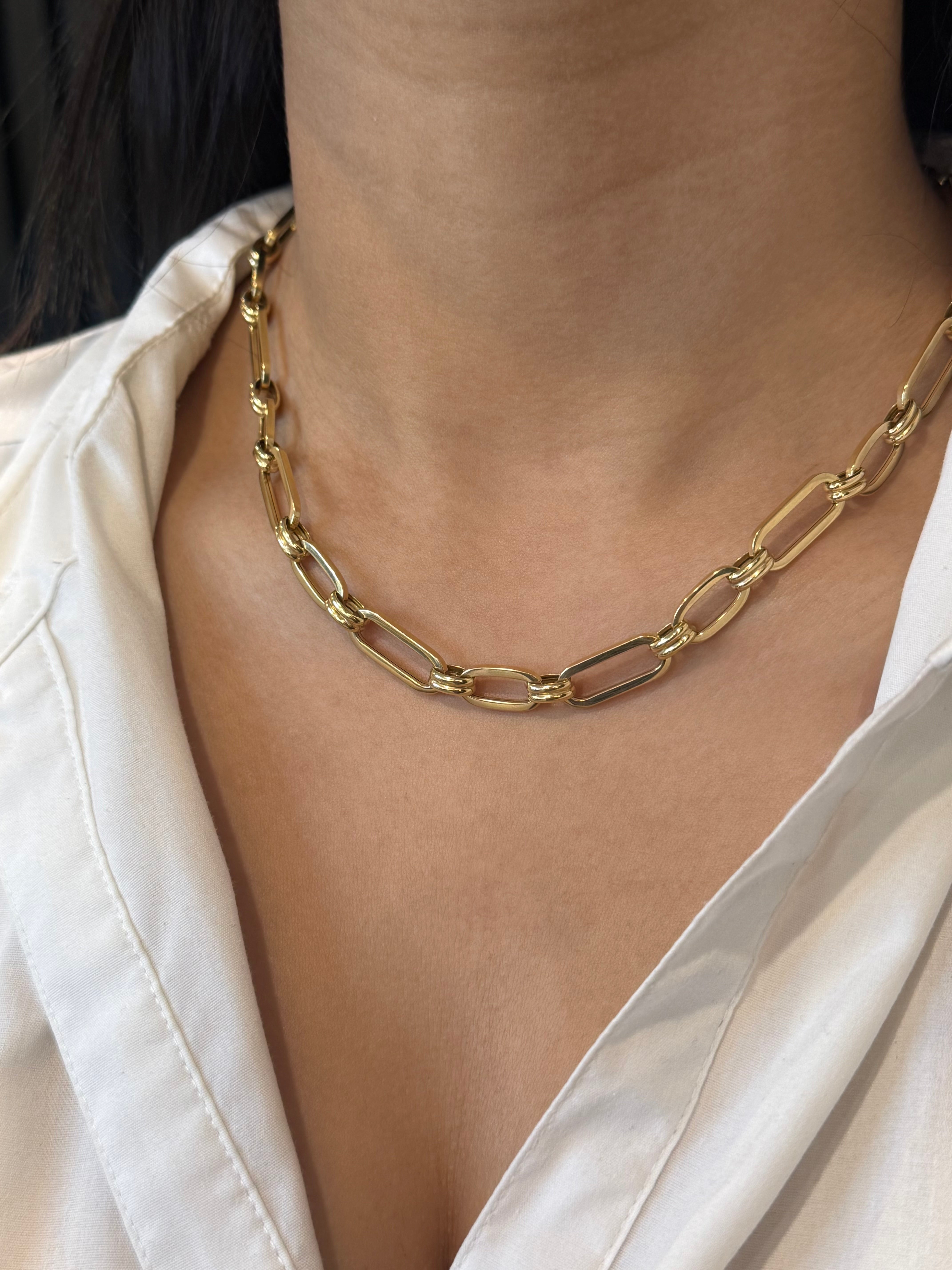 9ct Yellow Gold Paperlink Double Link Necklace