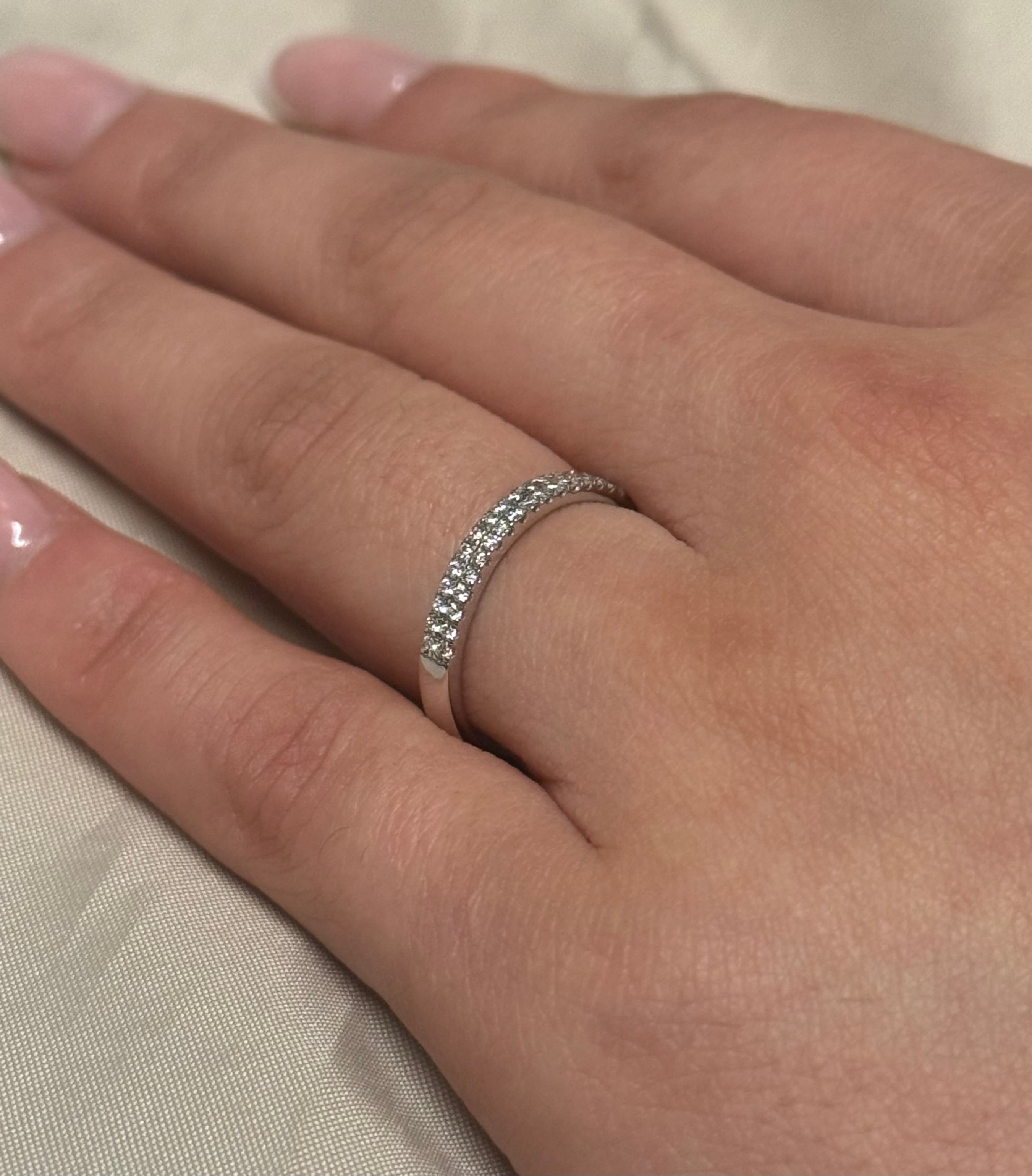 9k White Gold Double Row Diamond Band