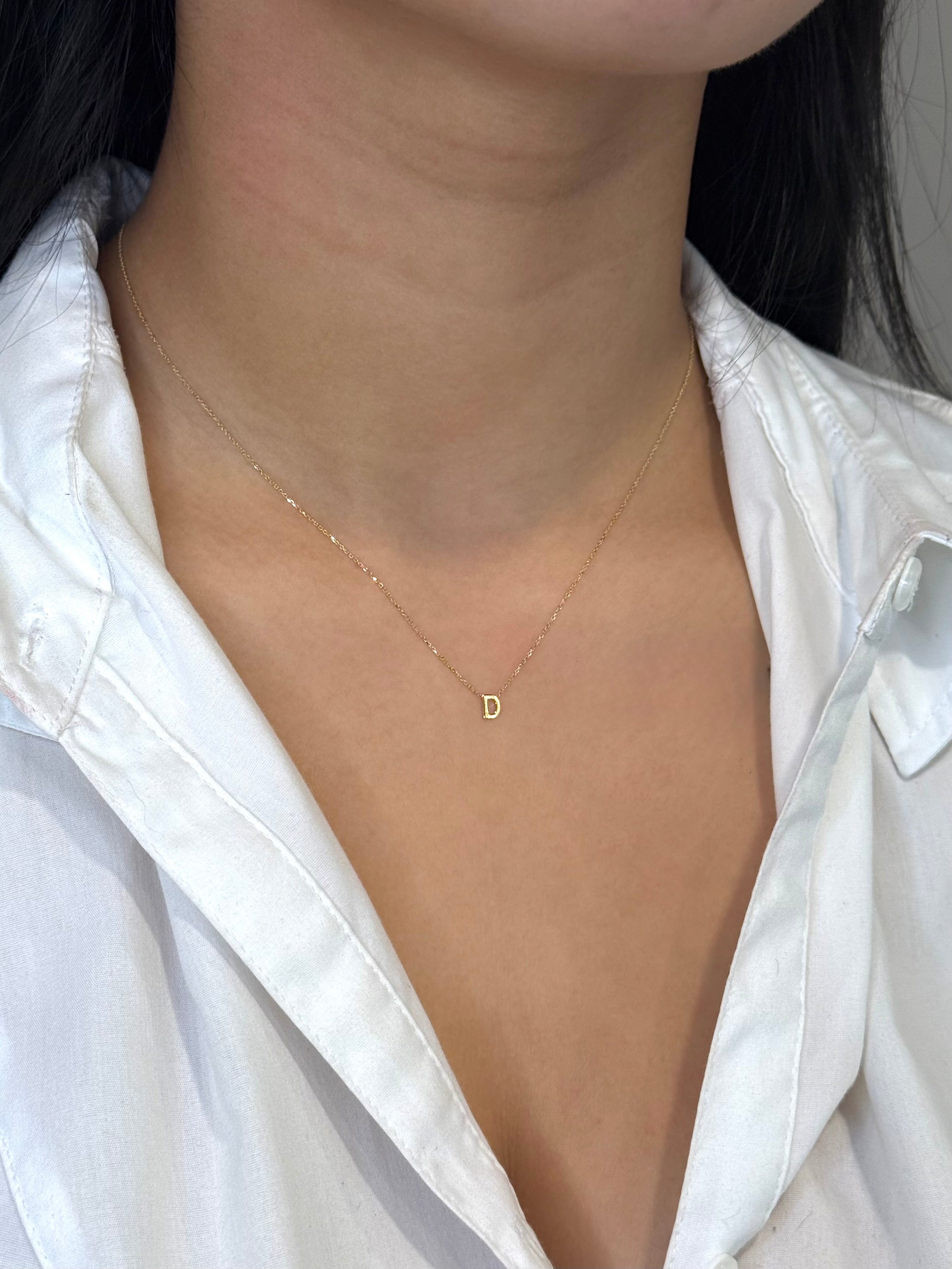 9ct Yellow Gold D Initial Necklace