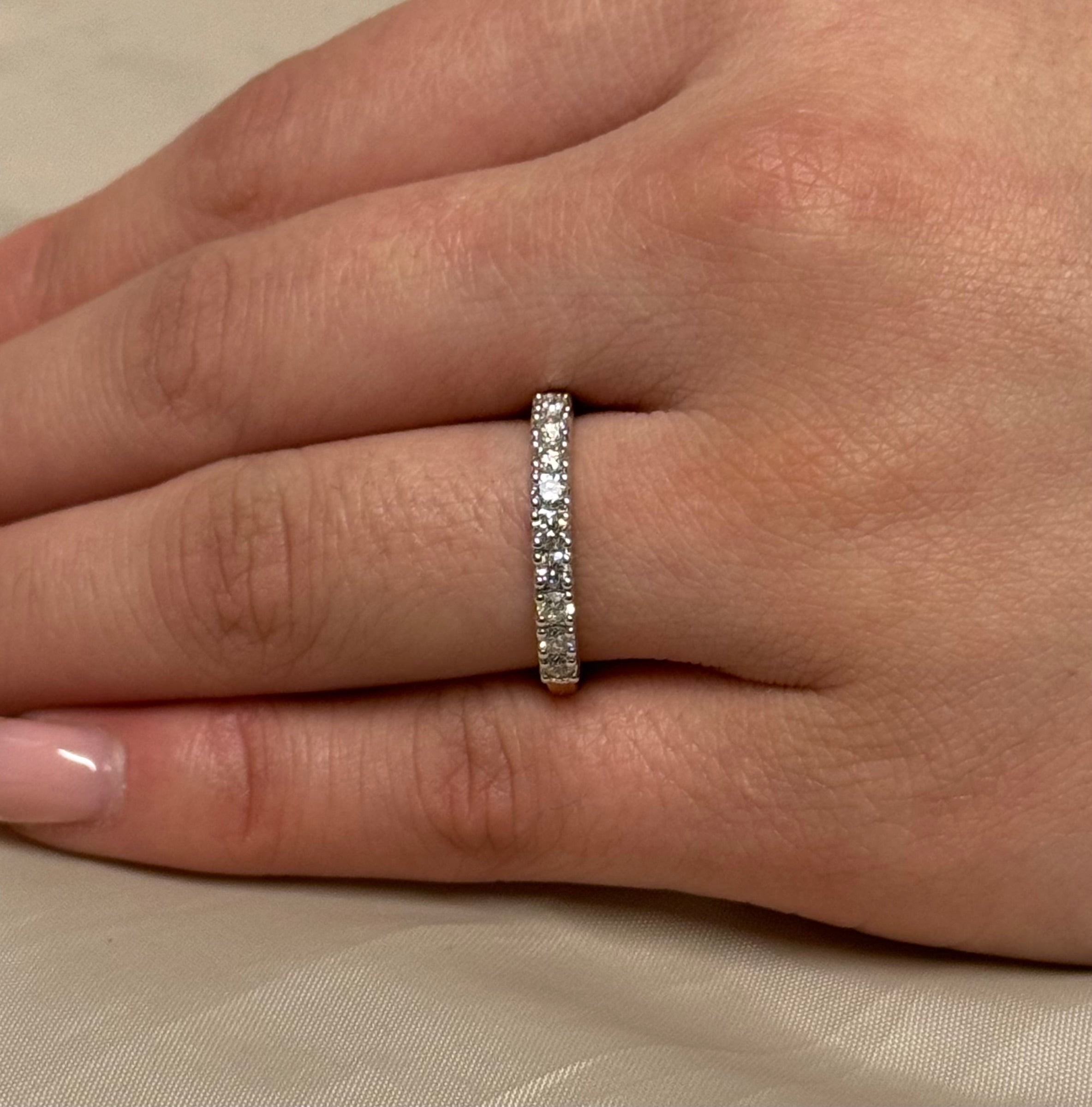 9K Yellow Gold 9 Stone Diamond Band
