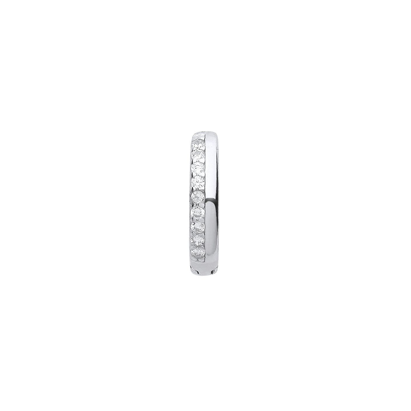 Sterling Silver Offset Cz Hoop Earrings