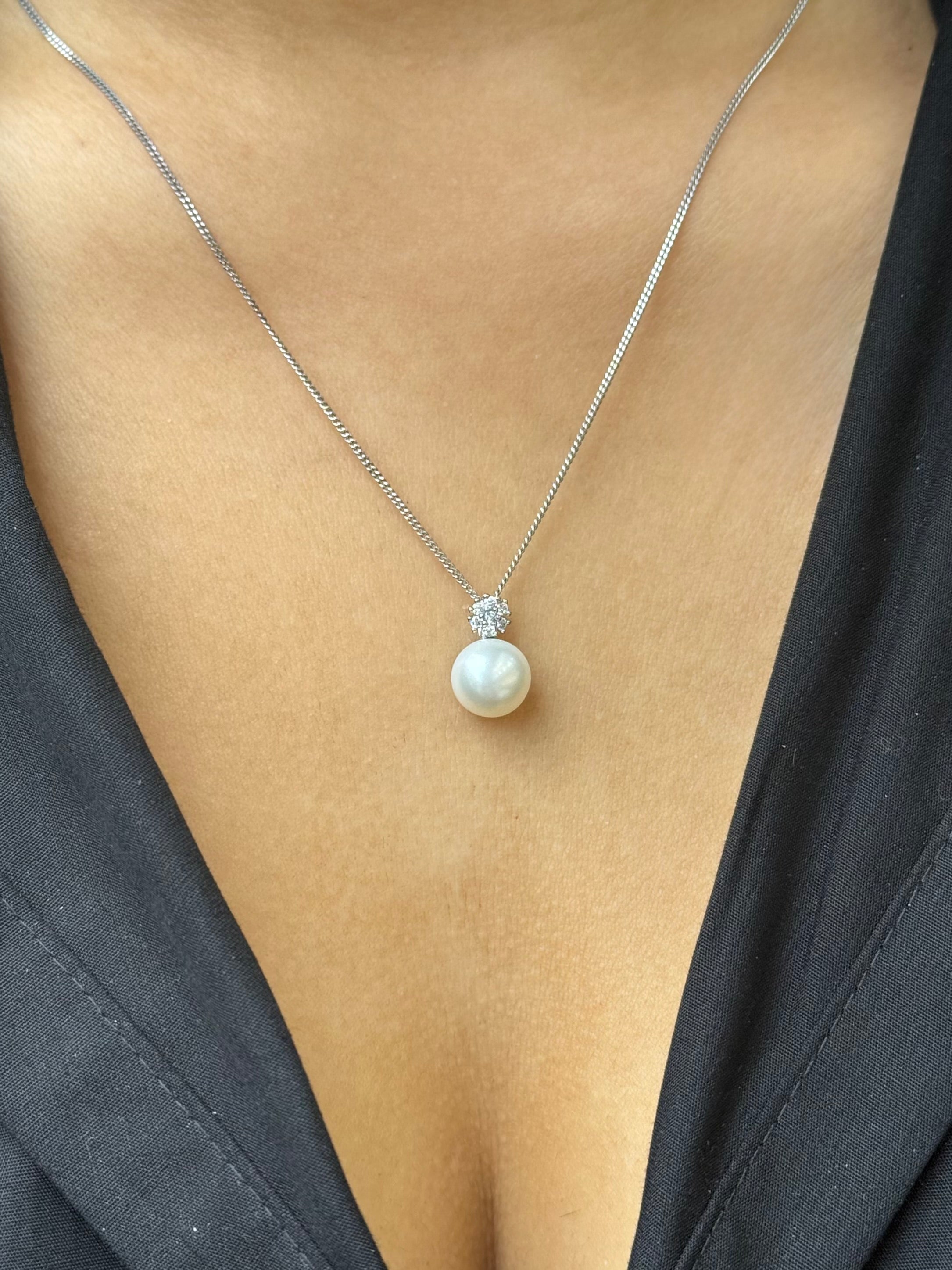 Sterling Silver Pearl with Cluster Pendant