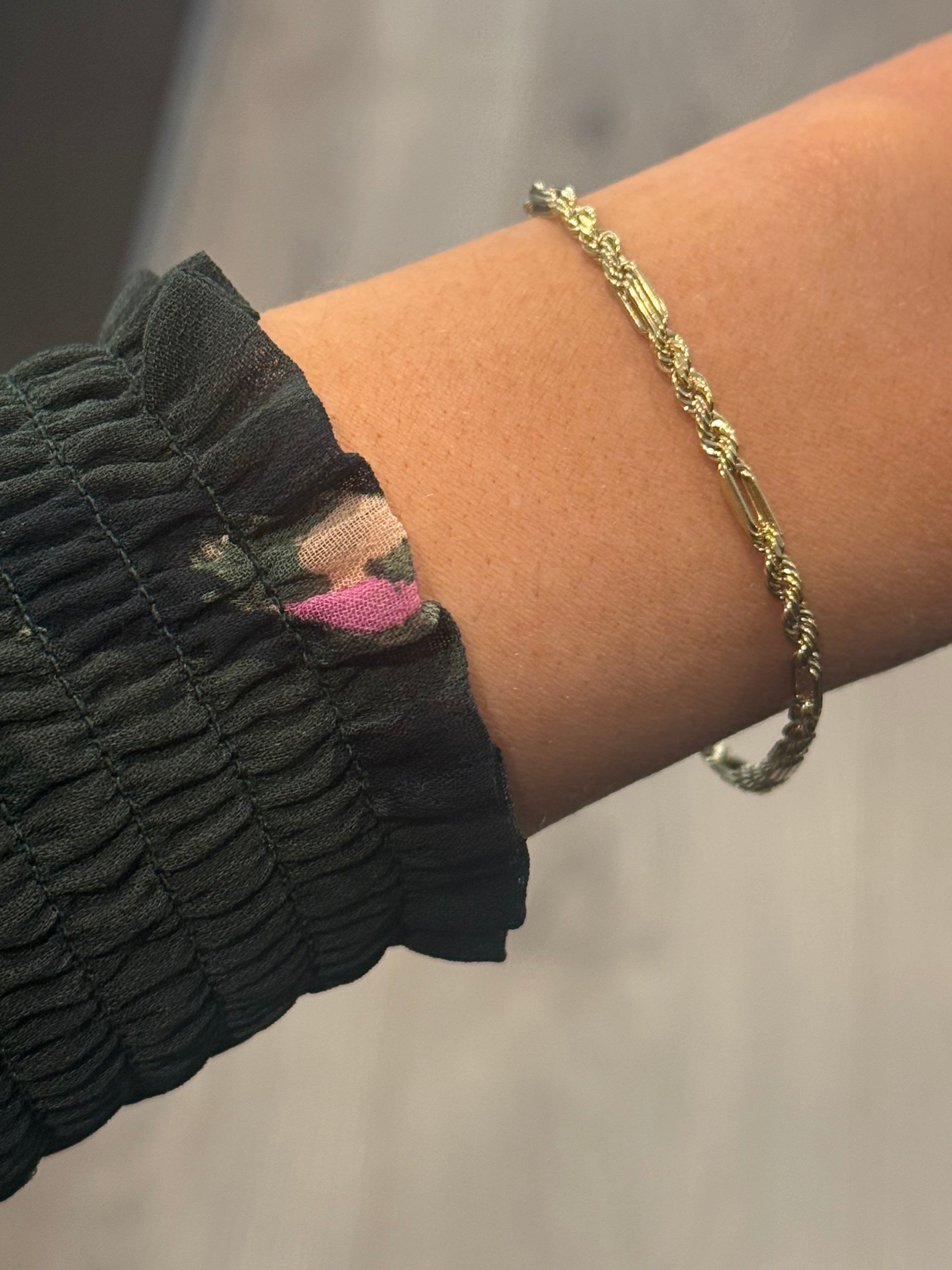 9ct Yellow Gold Rope Paperlink Bracelet