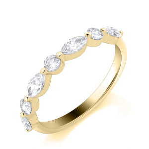 18k Yellow Gold Marquise Brilliant Clawset Band