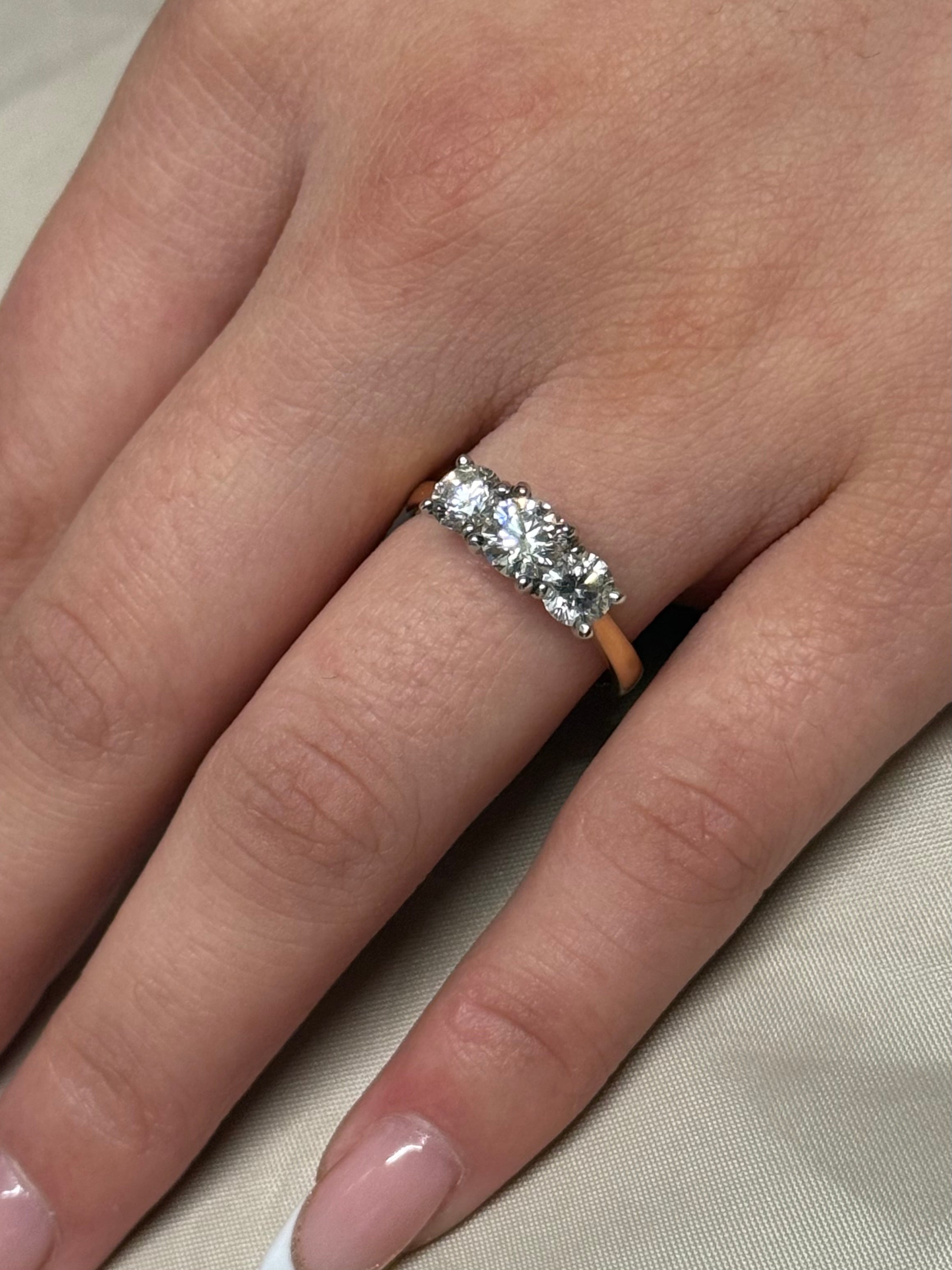 18K Yellow Gold 1.62ct Laboratory Grown Diamond Three Stone Ring
