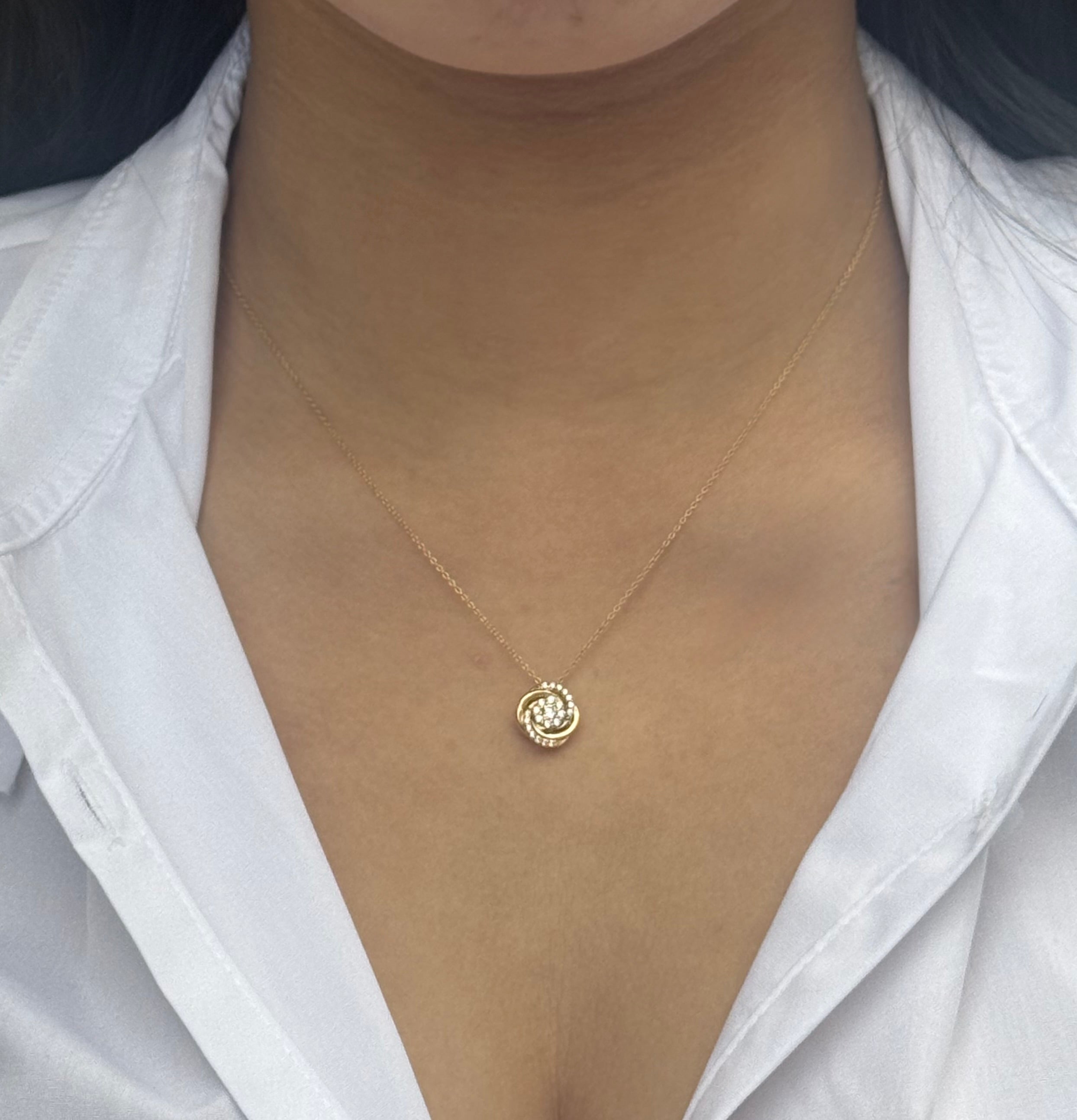 9ct Yellow Gold CZ Knot Pendant