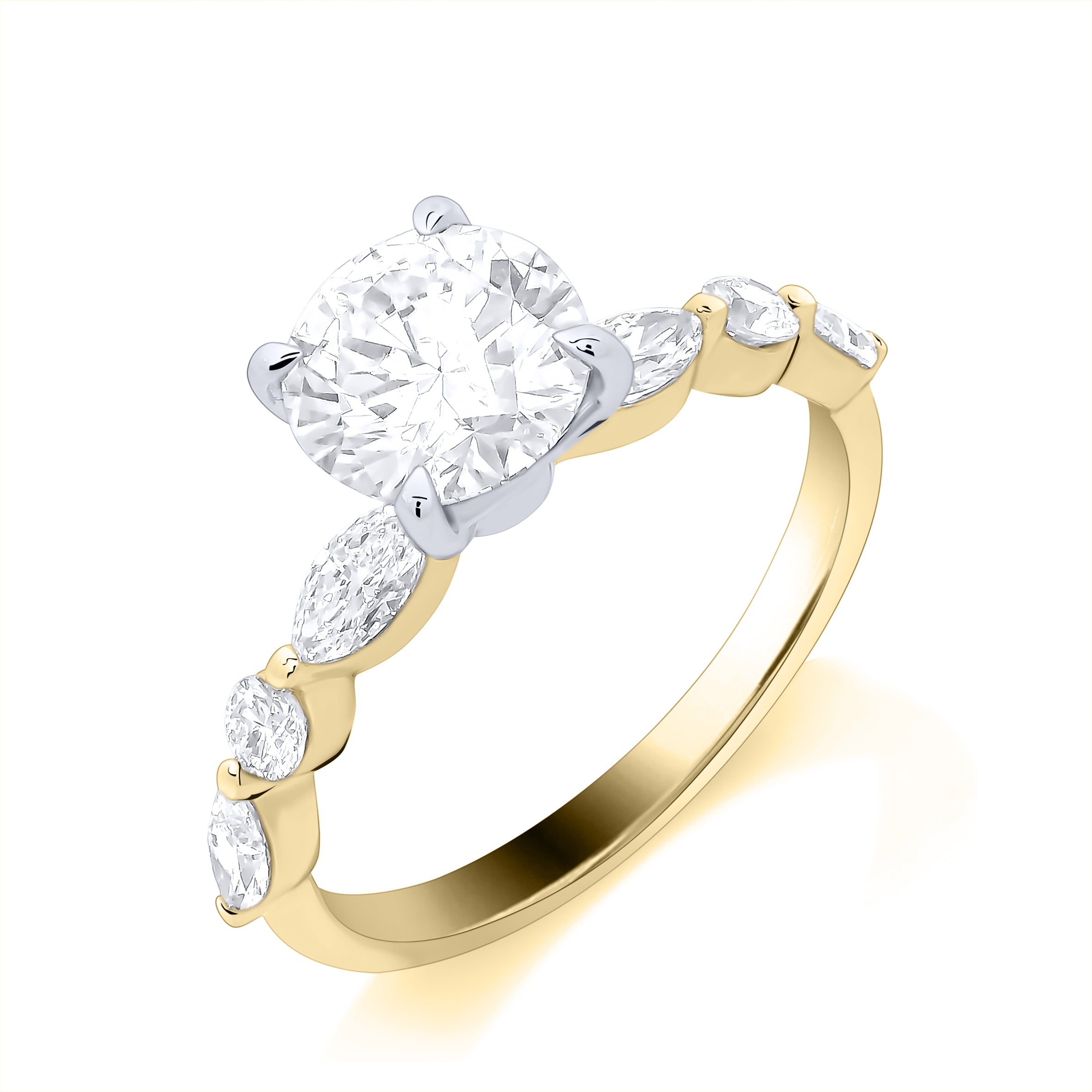 9K Yellow Gold 1.50ct Brilliant Cut Laboratory Grown Diamond Ring with Fancy Band