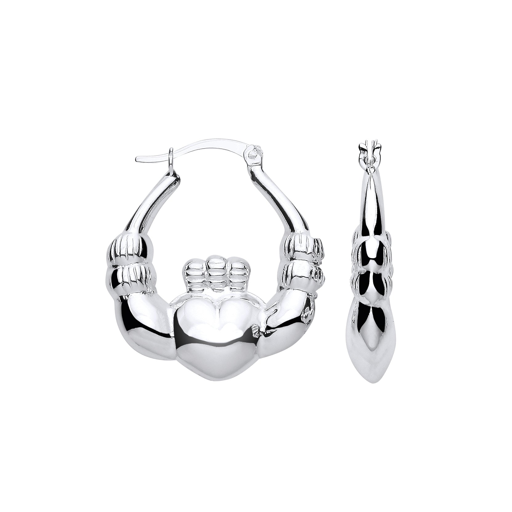 Sterling Silver Claddagh Hoop Earrings