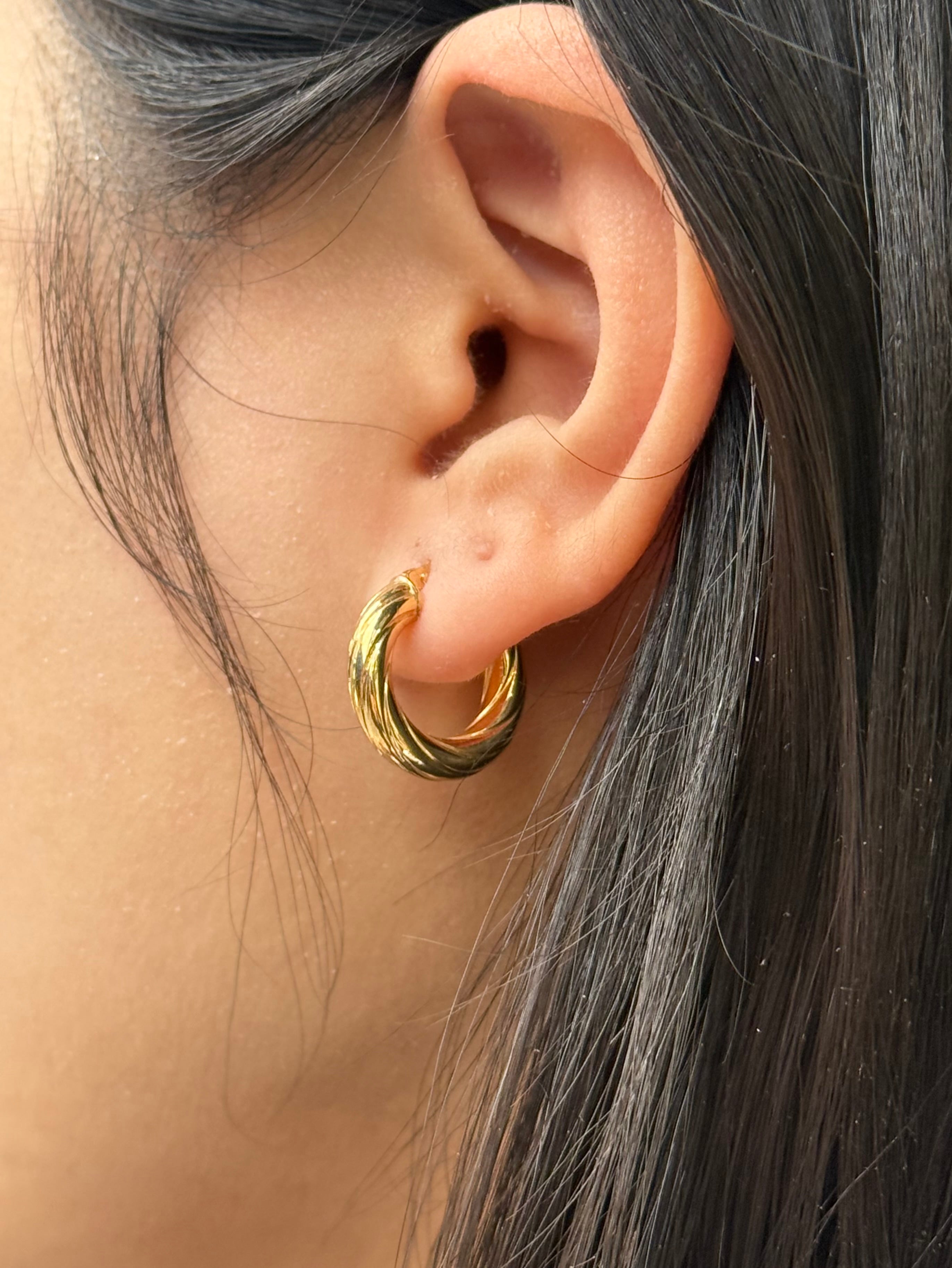 9ct Yellow Gold Thick Twist Hoops