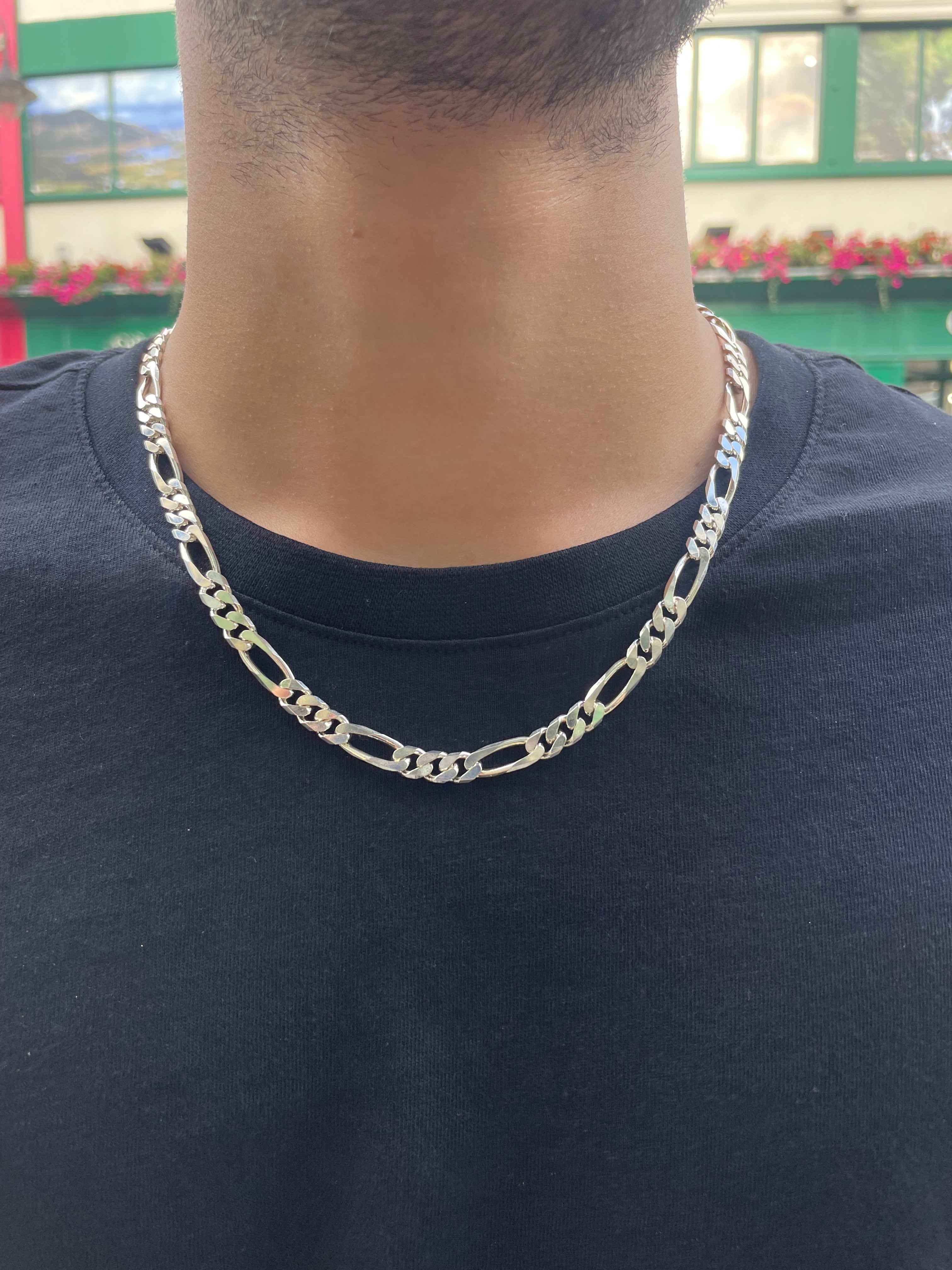 Sterling Silver Mens Figaro Chain