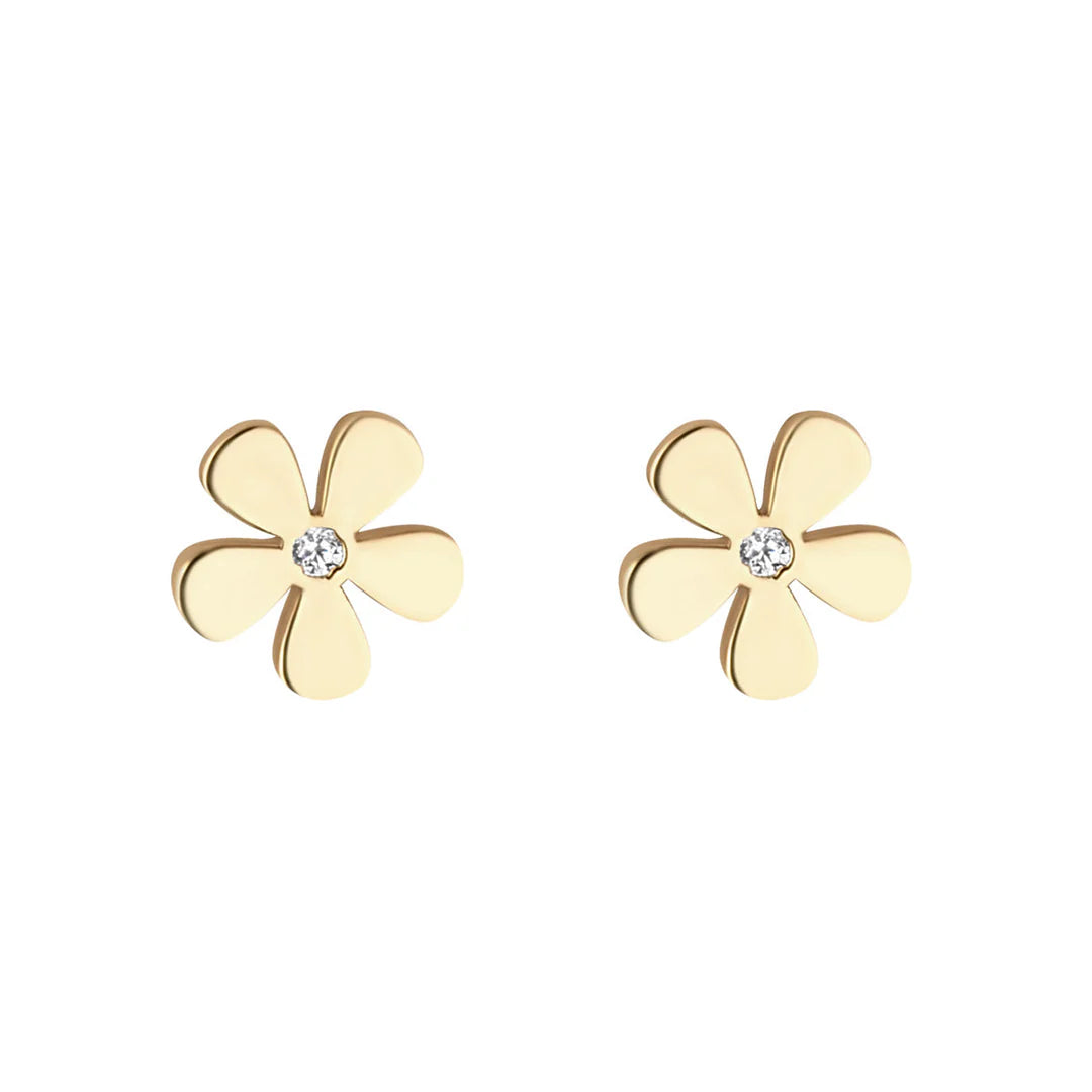 9ct Yellow Gold Flower Stud Earrings