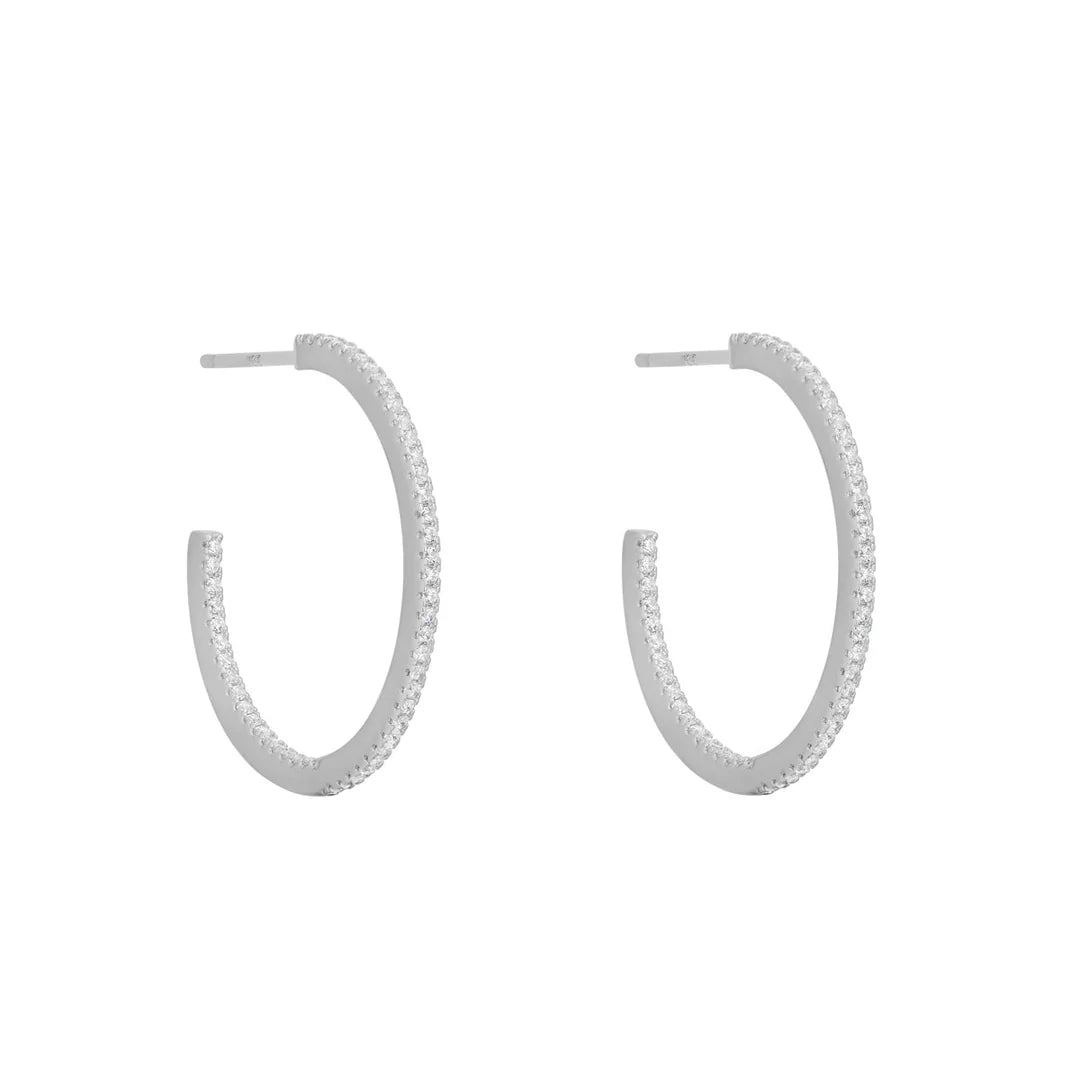 Sterling Silver Large Cz Hoop Earrings