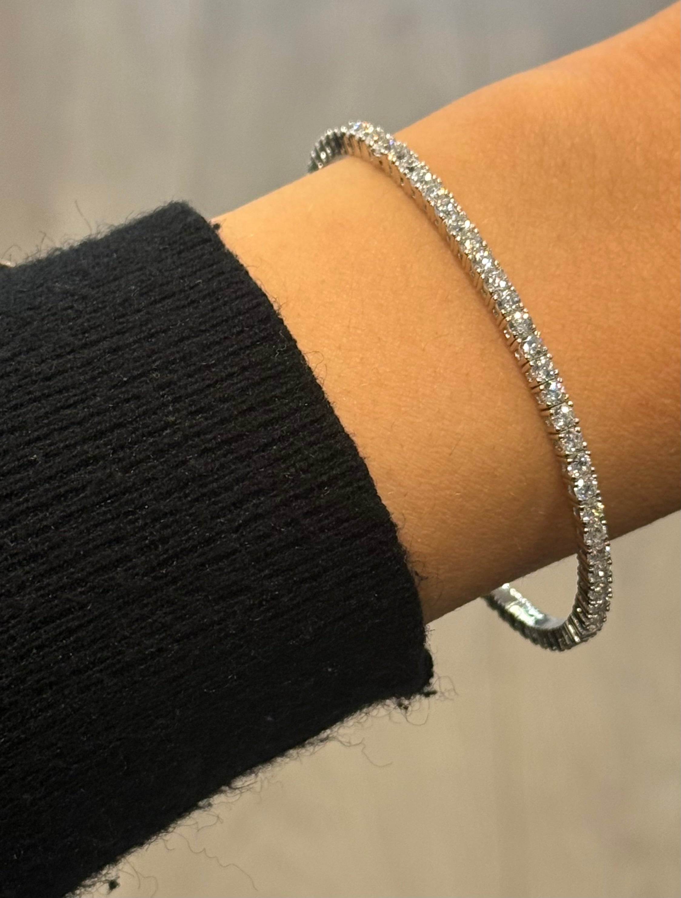Sterling Silver Flexible CZ Bangle