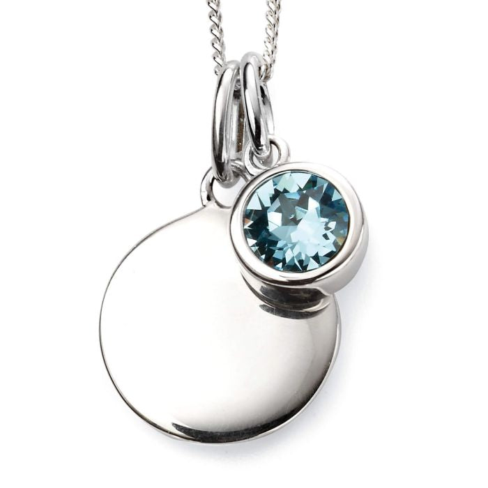 Sterling Silver March Birthstone Disc Pendant