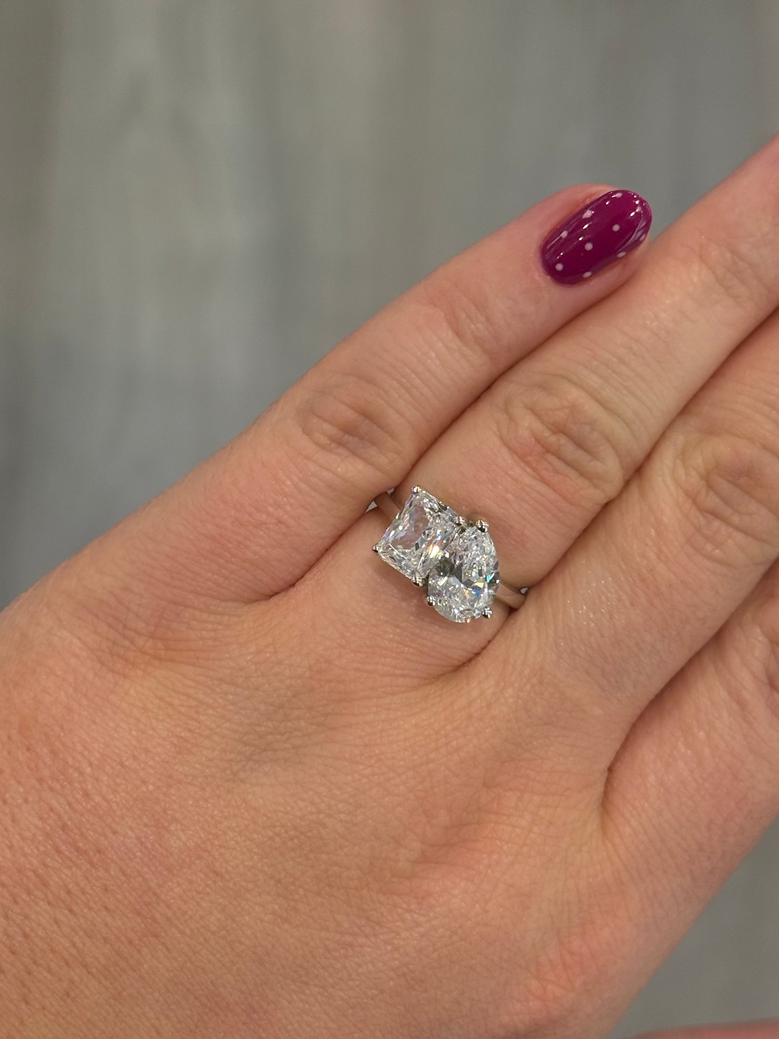 Sterling Silver Toi & Moi Style Cz Dress Ring