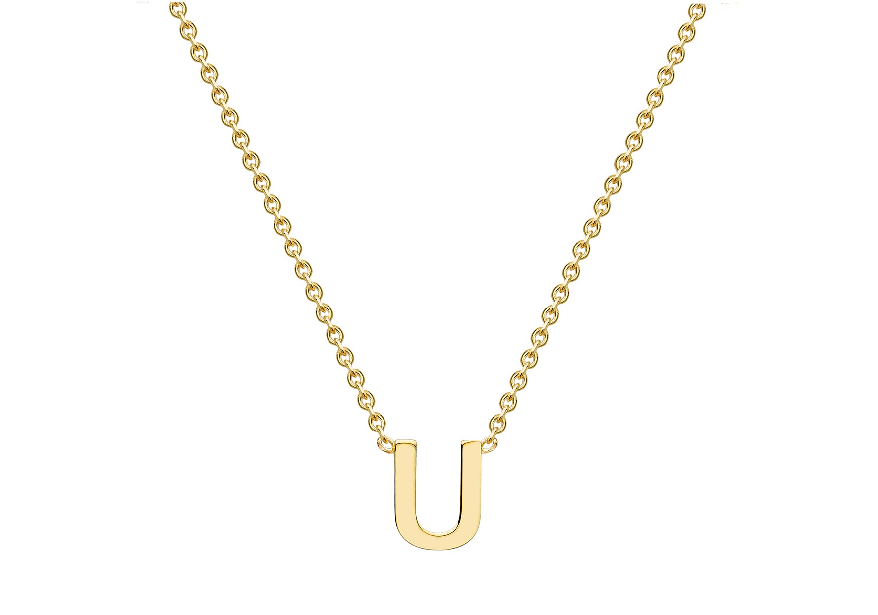 9ct Yellow Gold U Initial Necklace